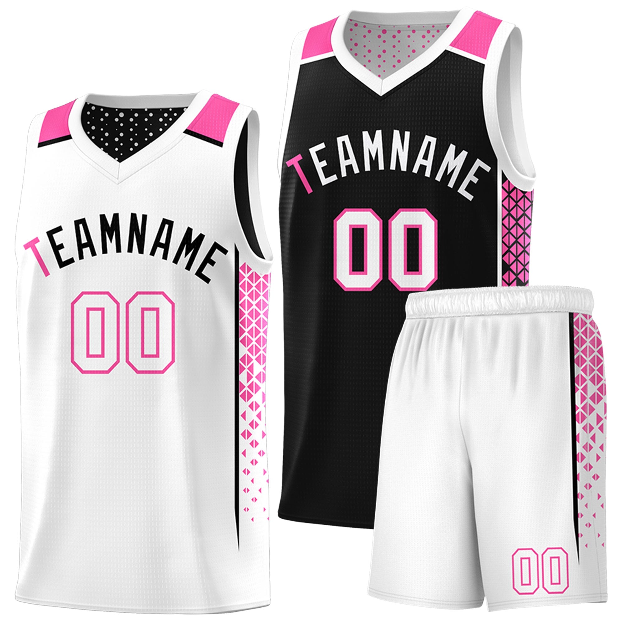 Custom Black White Side Gradient Patttern Double Side Sports Uniform Basketball Jersey|KXKSHOP