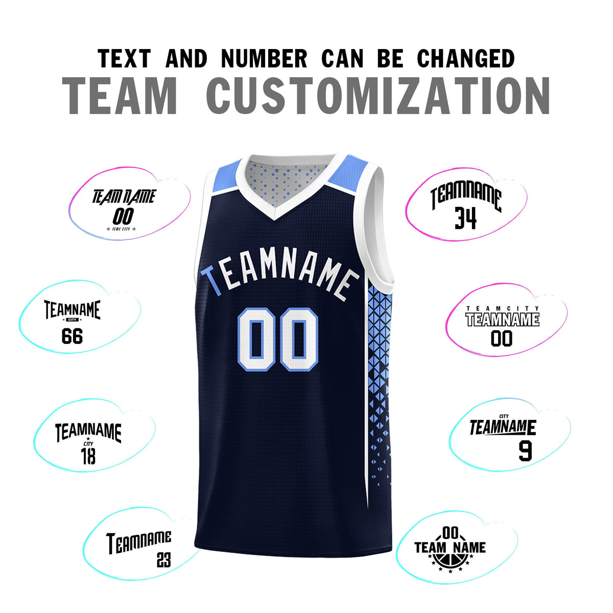 Custom Navy White Side Gradient Patttern Double Side Sports Uniform Basketball Jersey|KXKSHOP