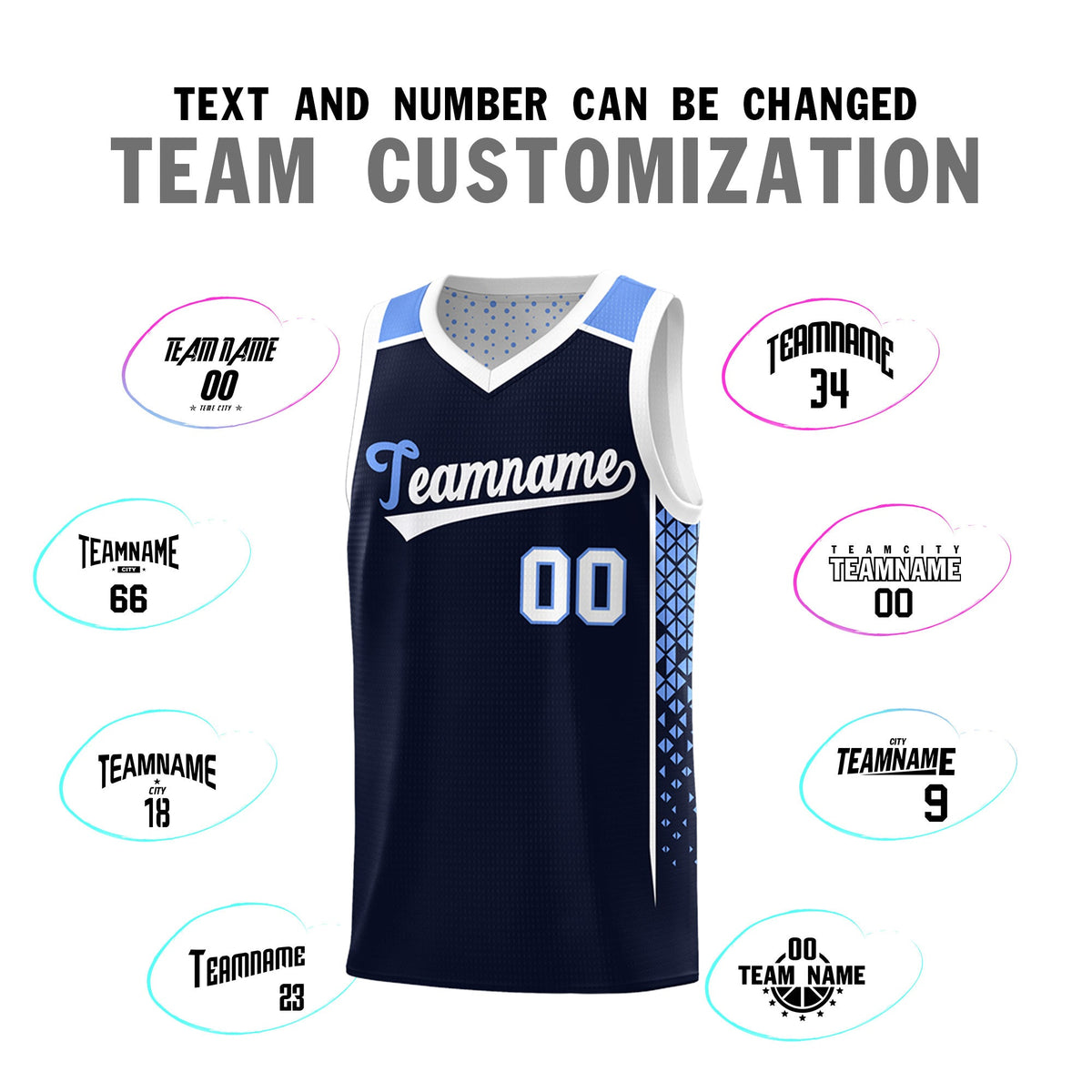 Custom Navy White Side Gradient Patttern Double Side Sports Uniform Basketball Jersey|KXKSHOP