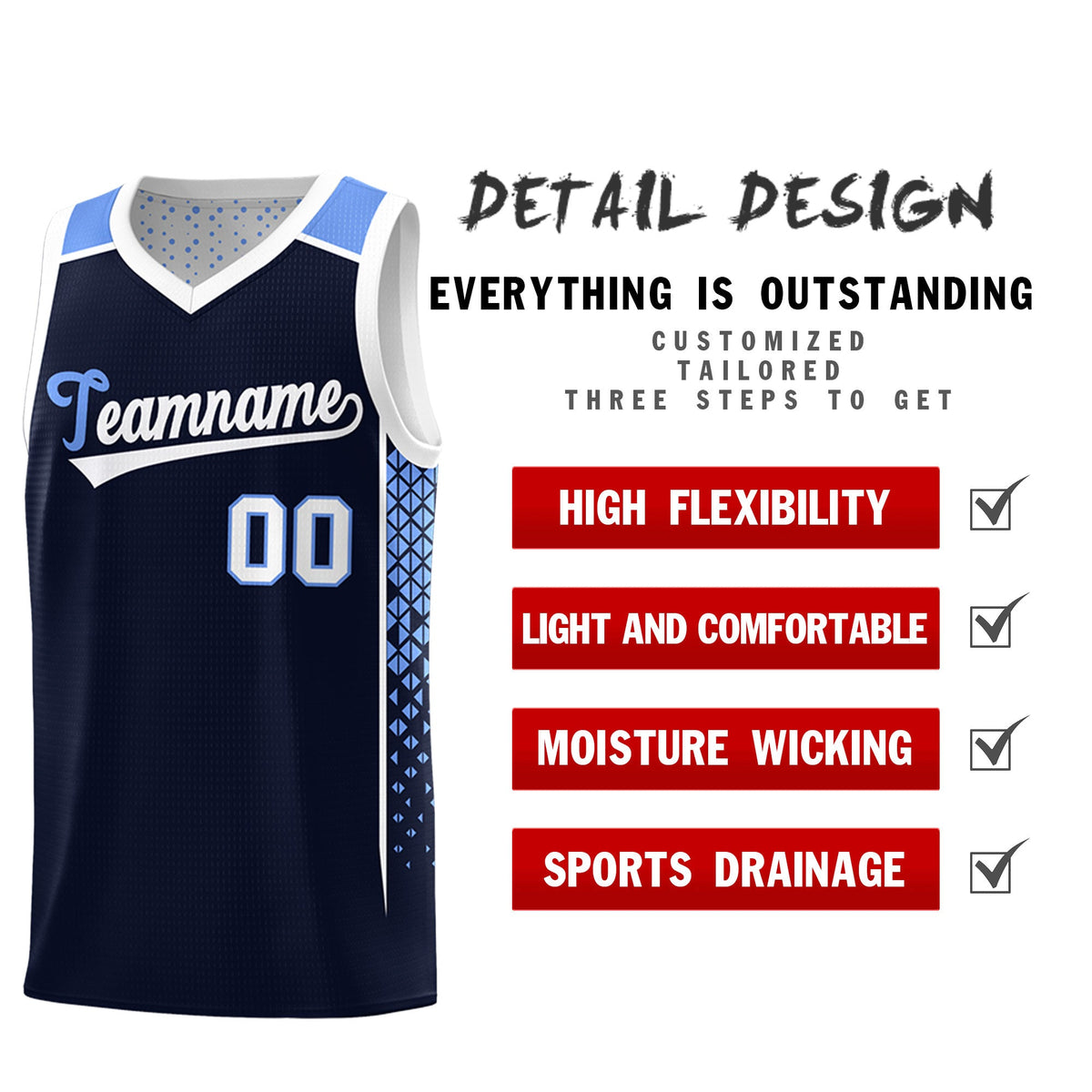 Custom Navy White Side Gradient Patttern Double Side Sports Uniform Basketball Jersey|KXKSHOP