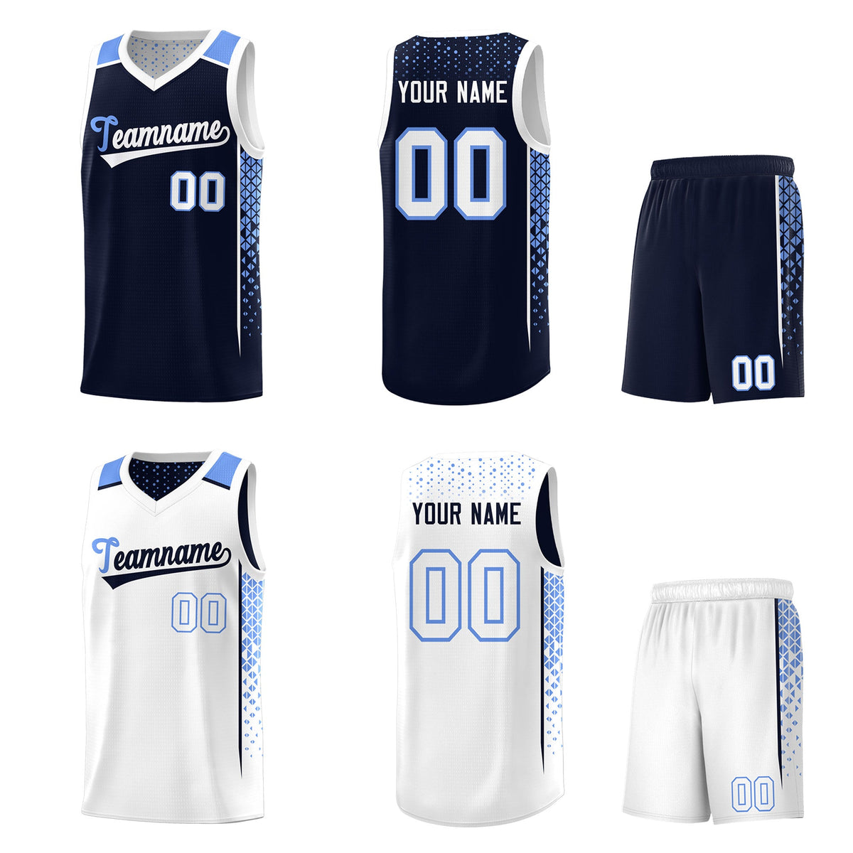 Custom Navy White Side Gradient Patttern Double Side Sports Uniform Basketball Jersey|KXKSHOP