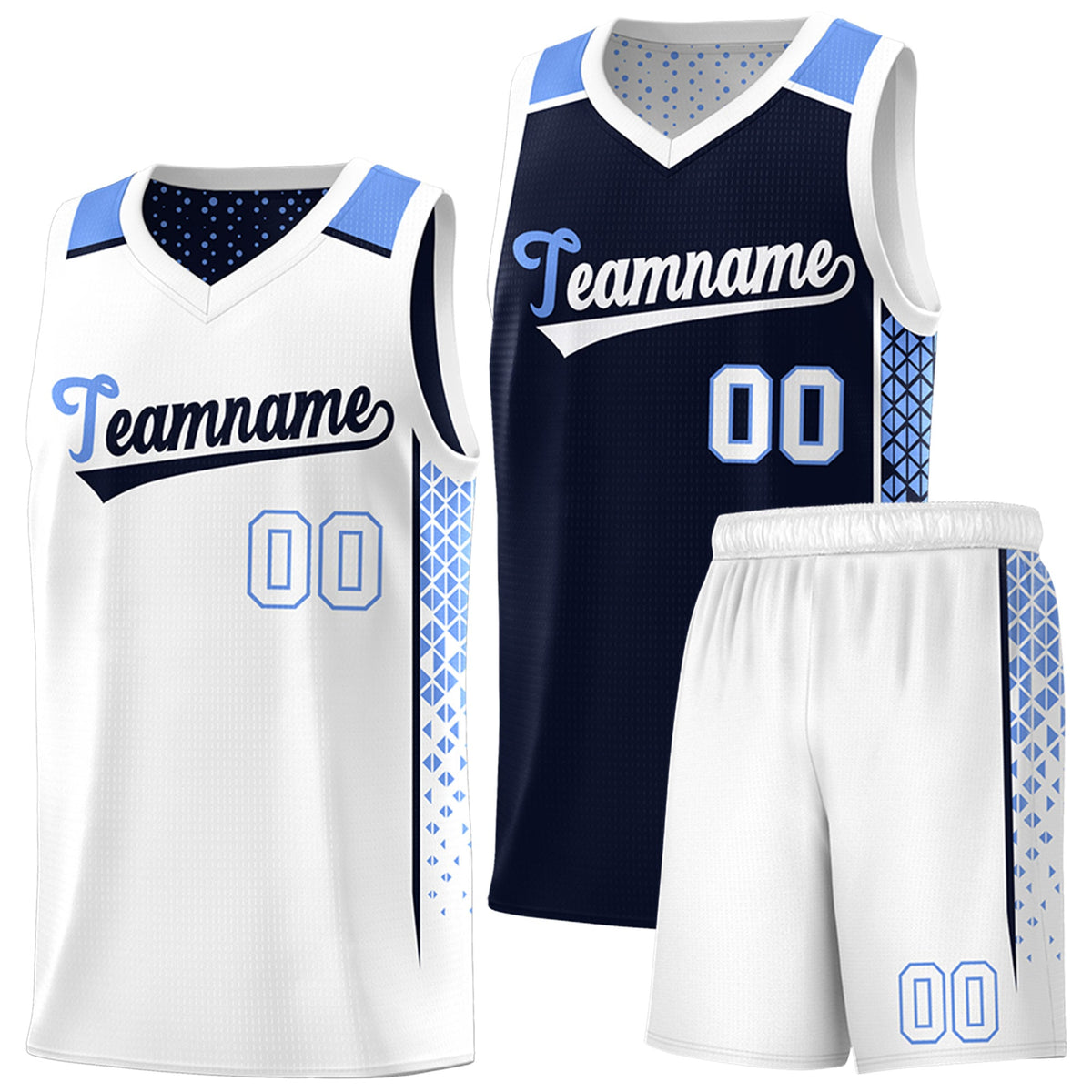 Custom Navy White Side Gradient Patttern Double Side Sports Uniform Basketball Jersey|KXKSHOP