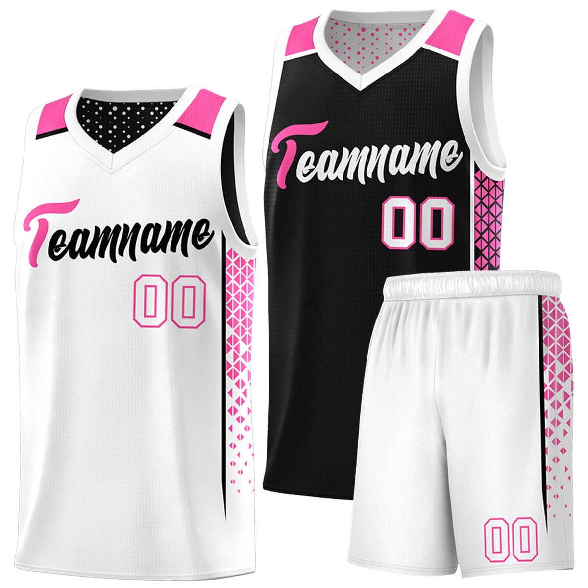 Custom Black White Side Gradient Patttern Double Side Sports Uniform Basketball Jersey|KXKSHOP