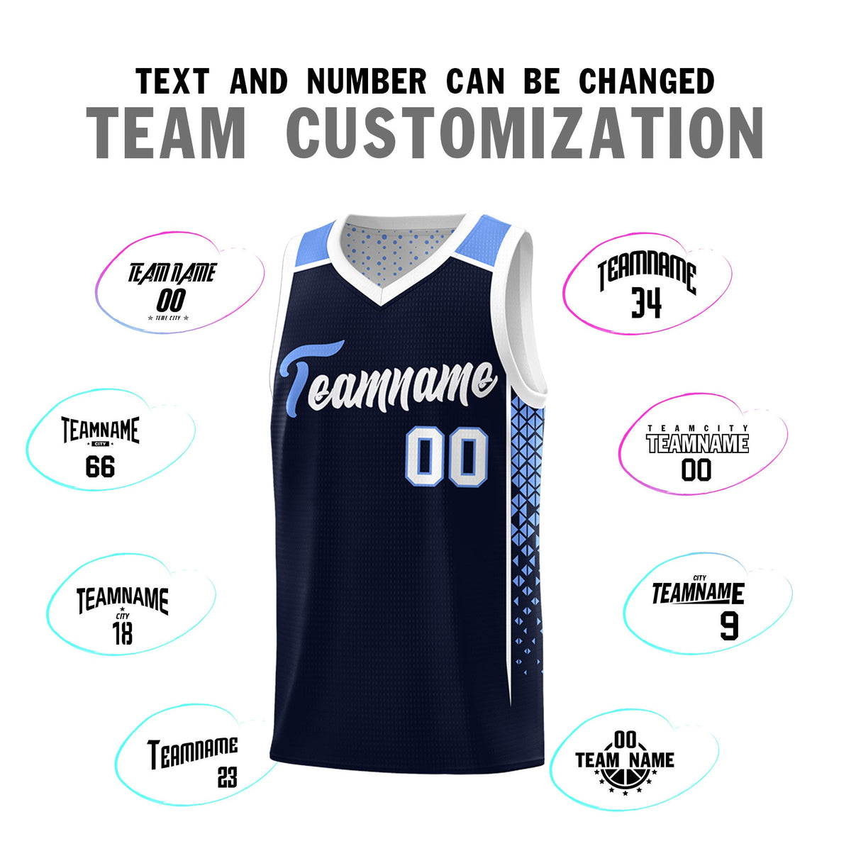 Custom Navy White Side Gradient Patttern Double Side Sports Uniform Basketball Jersey|KXKSHOP