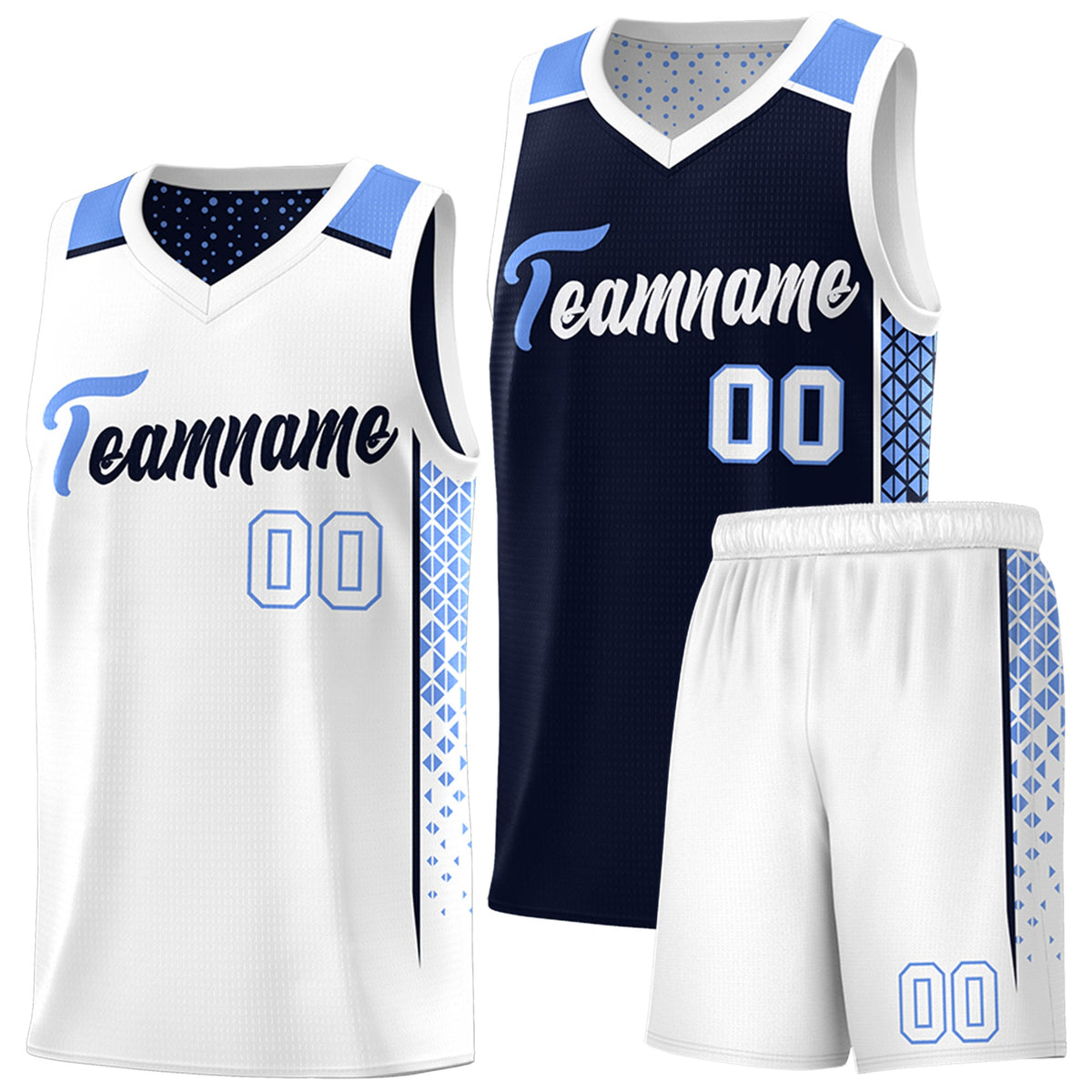 Custom Navy White Side Gradient Patttern Double Side Sports Uniform Basketball Jersey|KXKSHOP