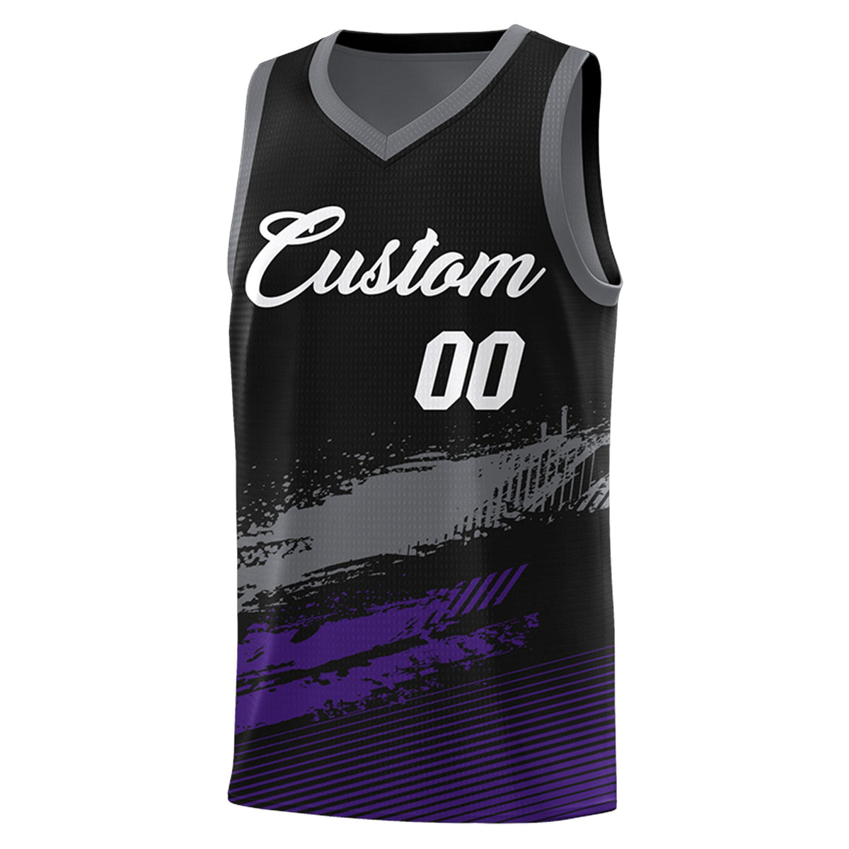 Custom Black Grey and Purple Graffiti Pattern Sports Uniform Basketball Jersey|KXKSHOP