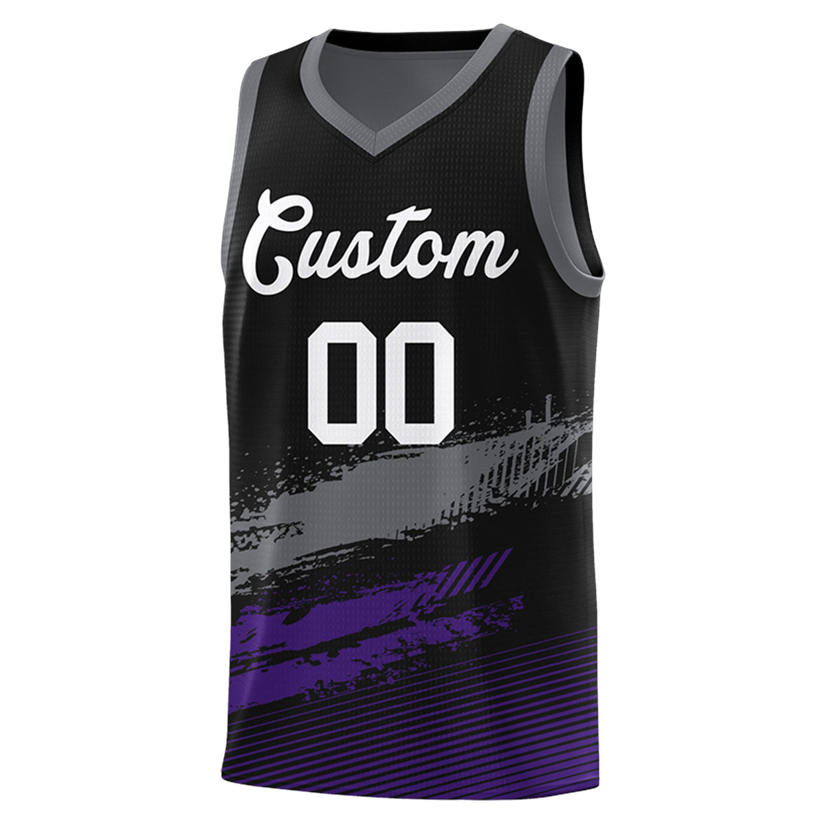 Custom Black Grey and Purple Graffiti Pattern Sports Uniform Basketball Jersey|KXKSHOP