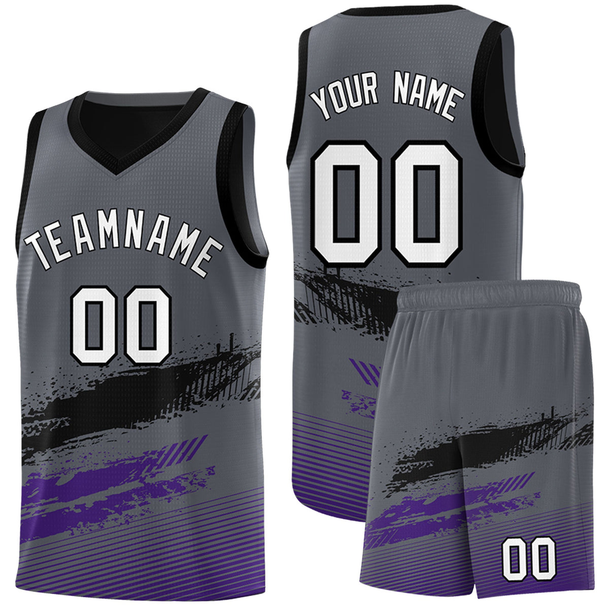 Custom Black Grey and Purple Graffiti Pattern Sports Uniform Basketball Jersey|KXKSHOP