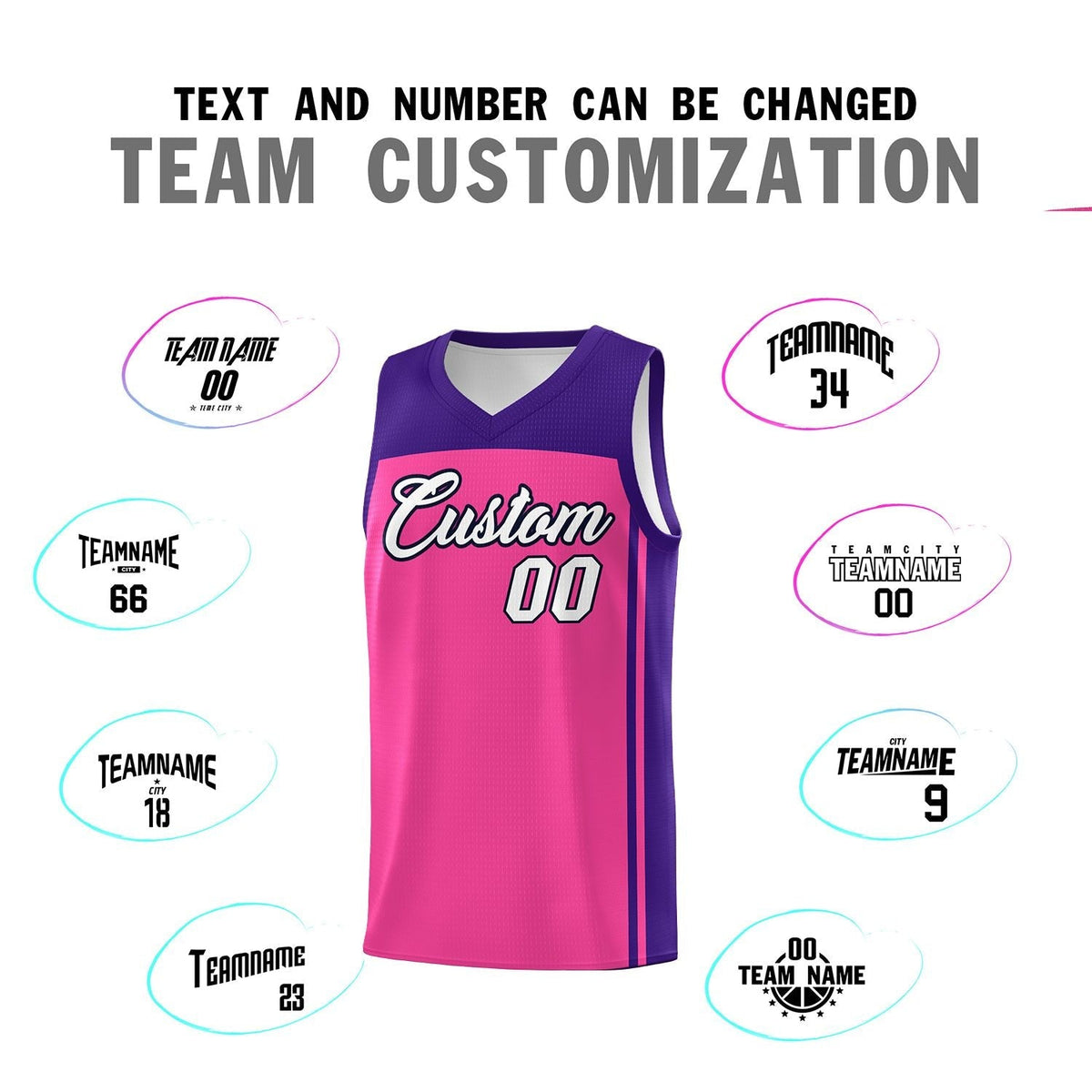 Custom Pink Purple Classic Sets Sports Uniform Basketball Jersey