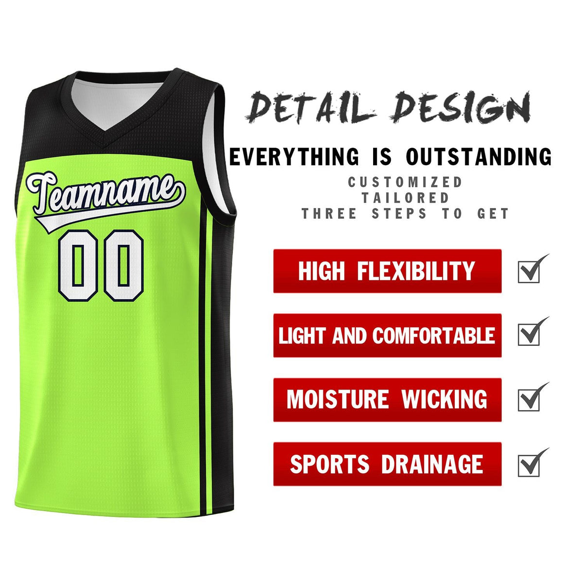 Custom Neon Green Black Classic Sets Sports Uniform Basketball Jersey