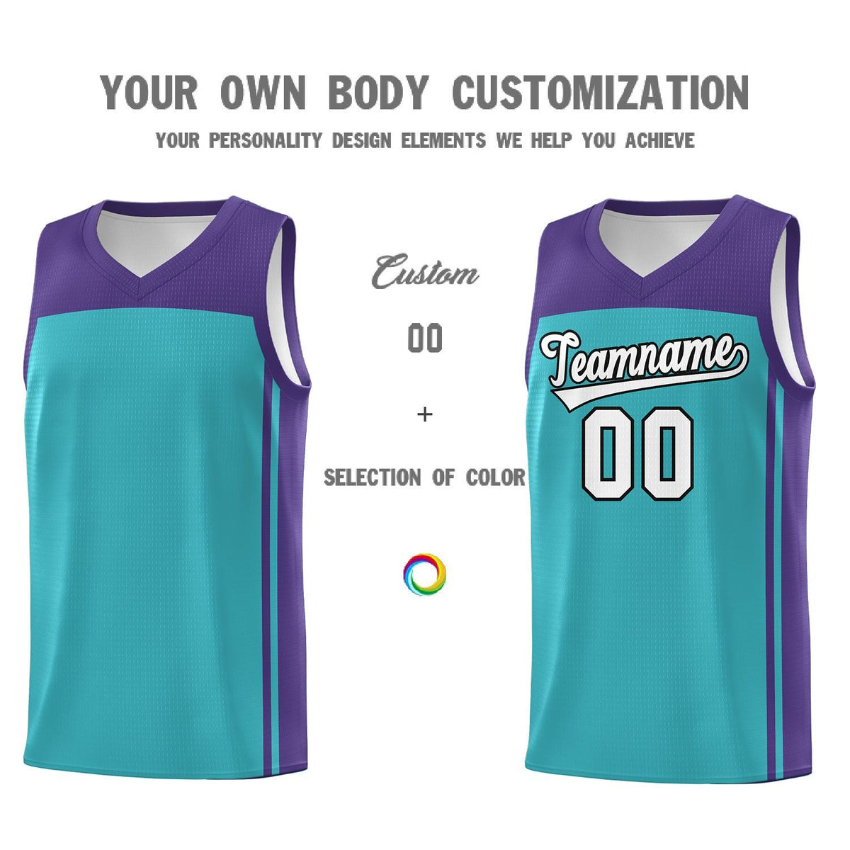 Custom Aqua Purple Classic Sets Sports Uniform Basketball Jersey