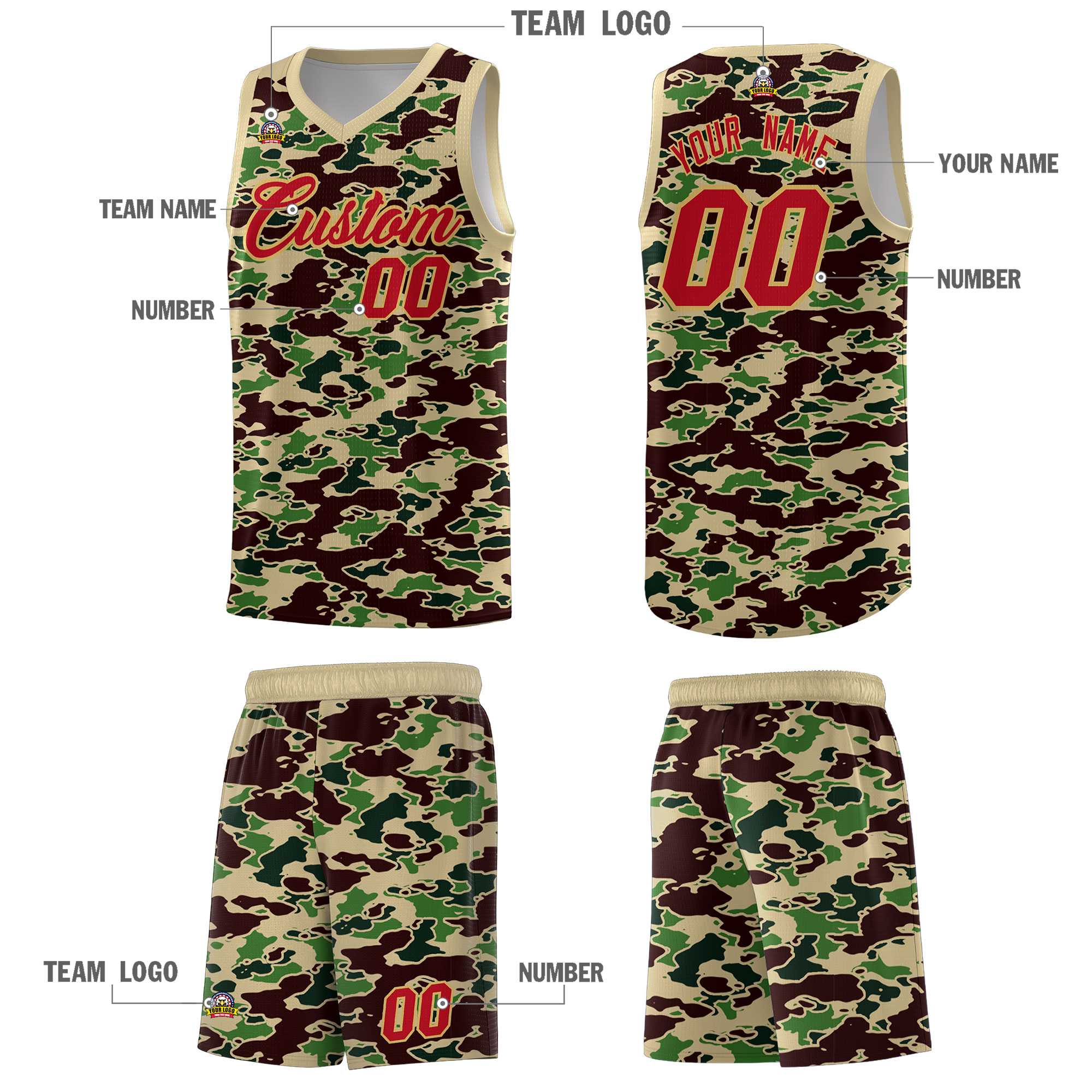 Custom Personalized Camo Kits Sports Uniform Basketball Jersey|KXKSHOP