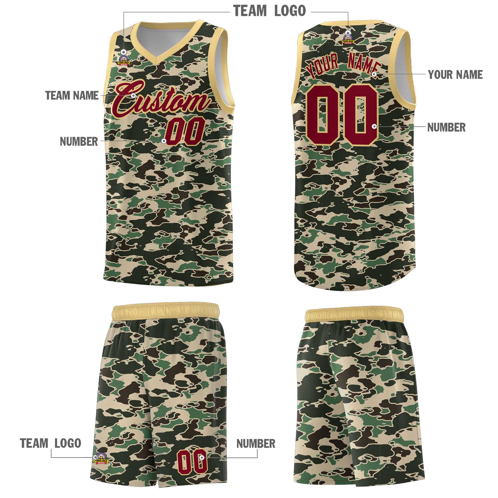 Custom Personalized Camo Kits Sports Uniform Basketball Jersey|KXKSHOP