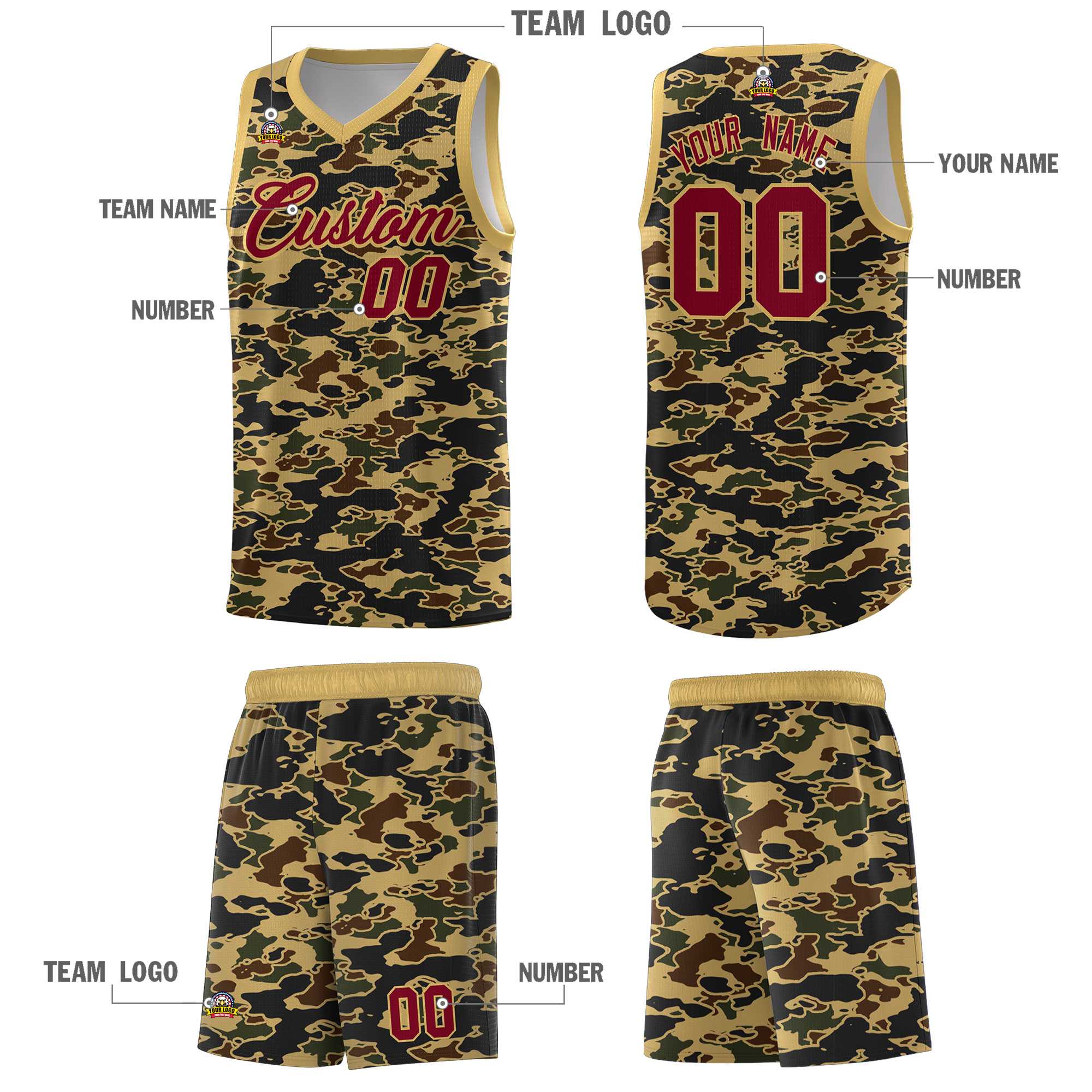 Custom Personalized Camo Kits Sports Uniform Basketball Jersey|KXKSHOP