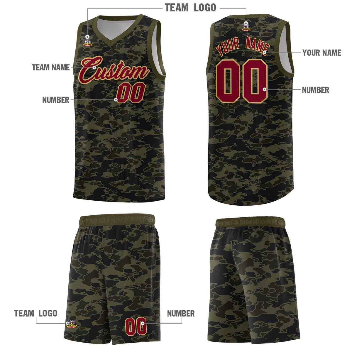Custom Personalized Camo Kits Sports Uniform Basketball Jersey|KXKSHOP