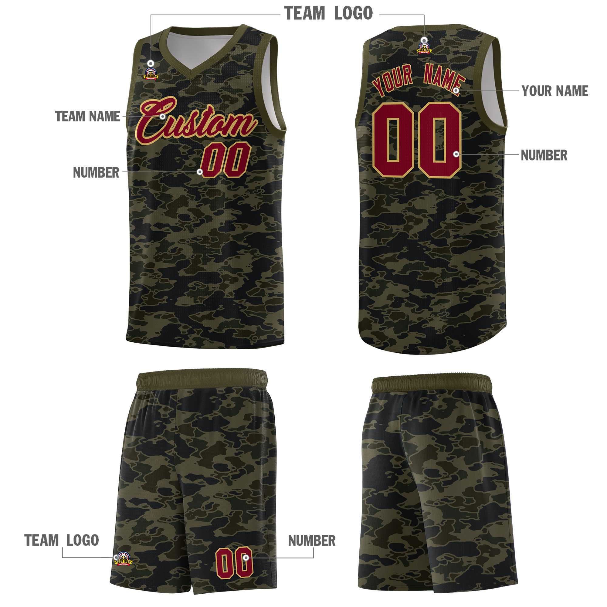 Custom Personalized Camo Kits Sports Uniform Basketball Jersey|KXKSHOP