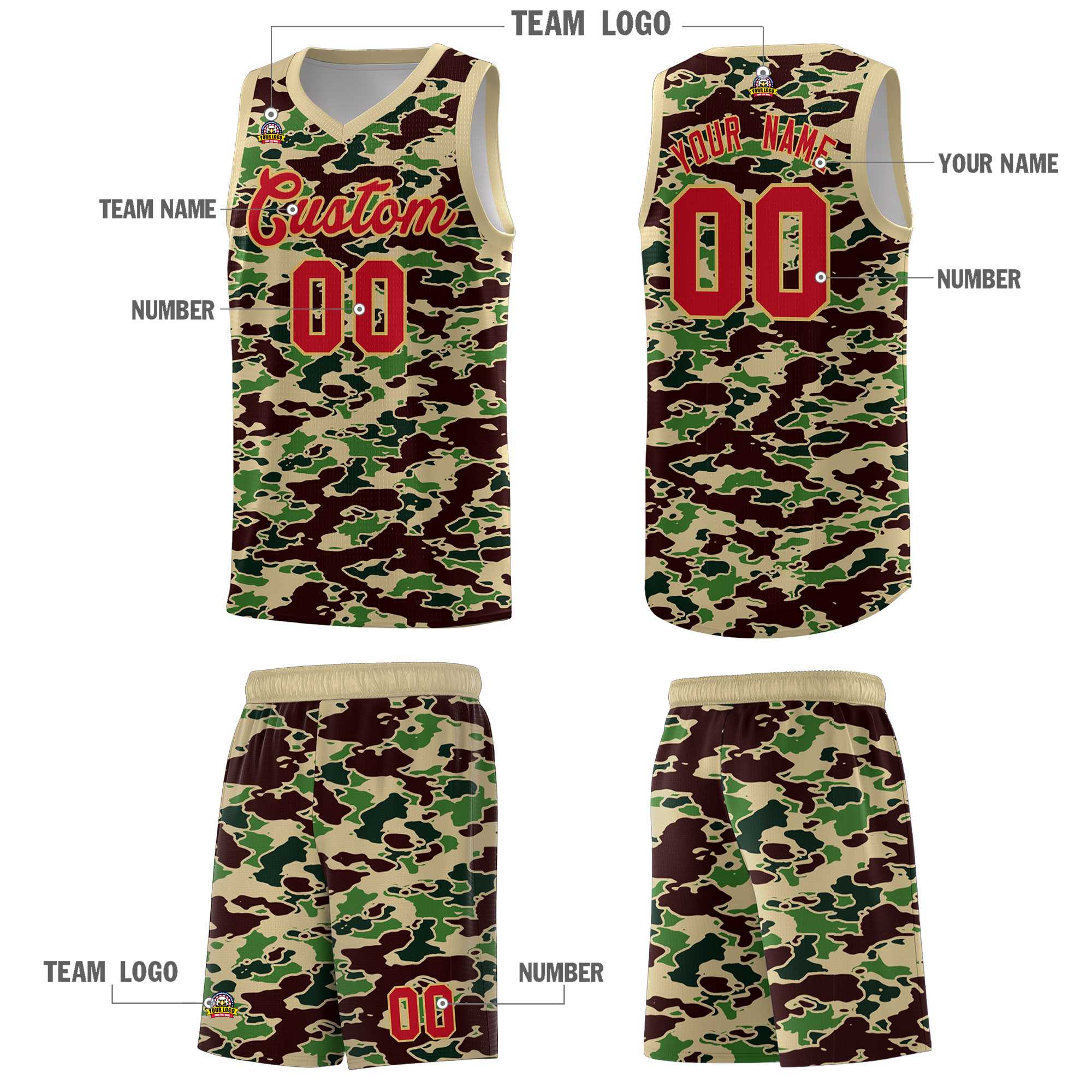 Custom Personalized Camo Kits Sports Uniform Basketball Jersey|KXKSHOP