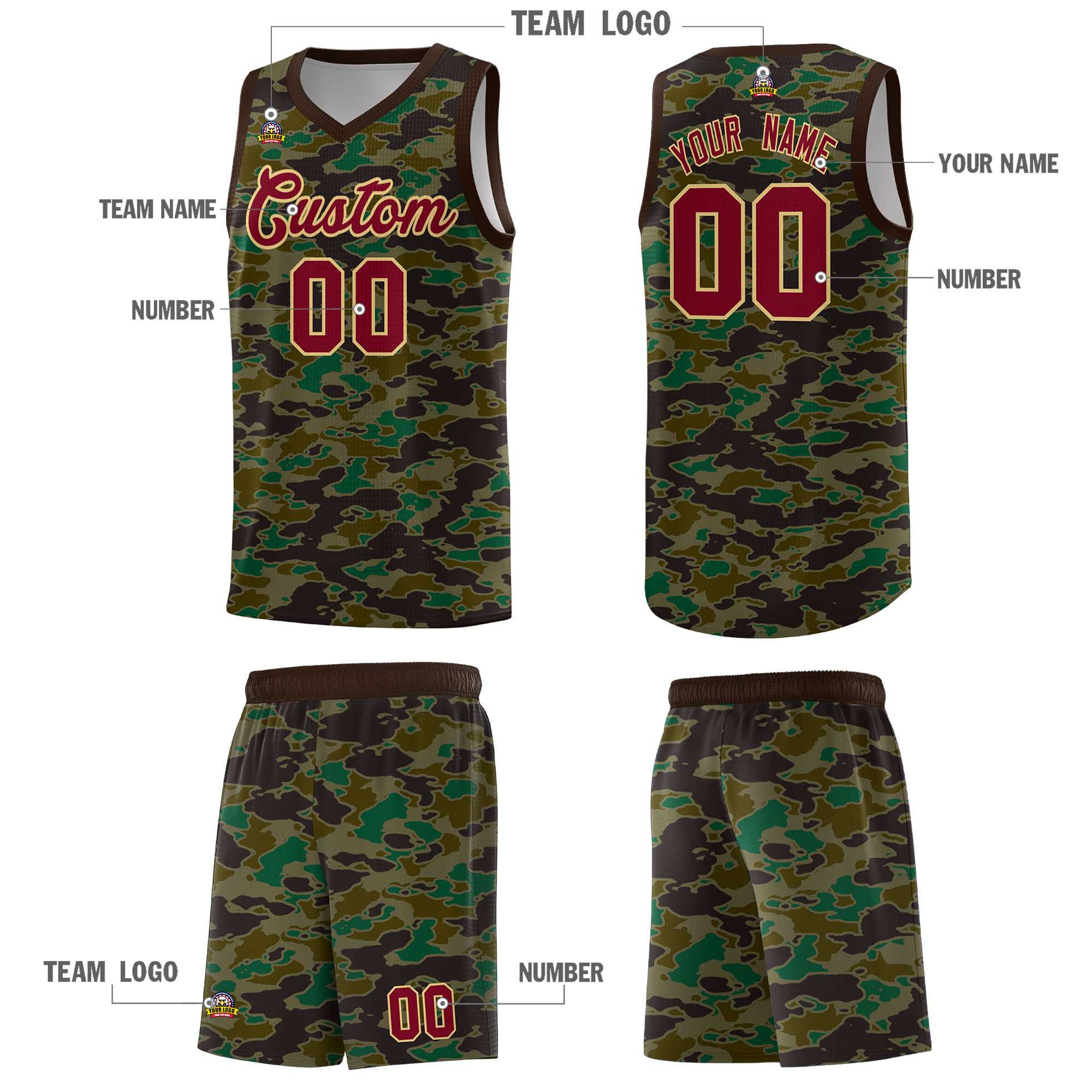 Custom Personalized Camo Kits Sports Uniform Basketball Jersey|KXKSHOP