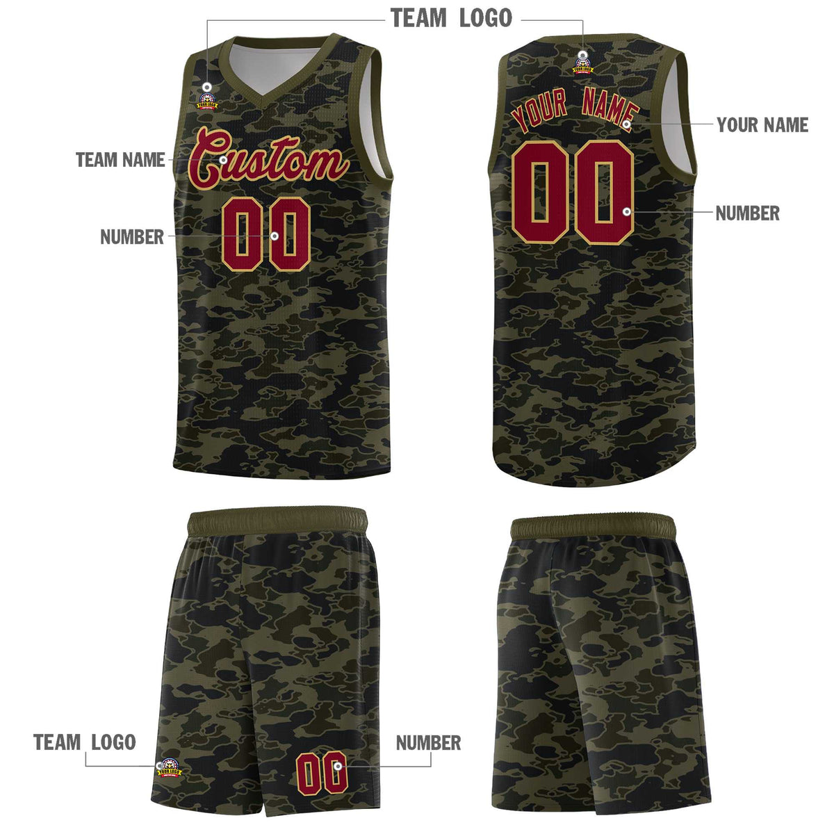 Custom Personalized Camo Kits Sports Uniform Basketball Jersey|KXKSHOP