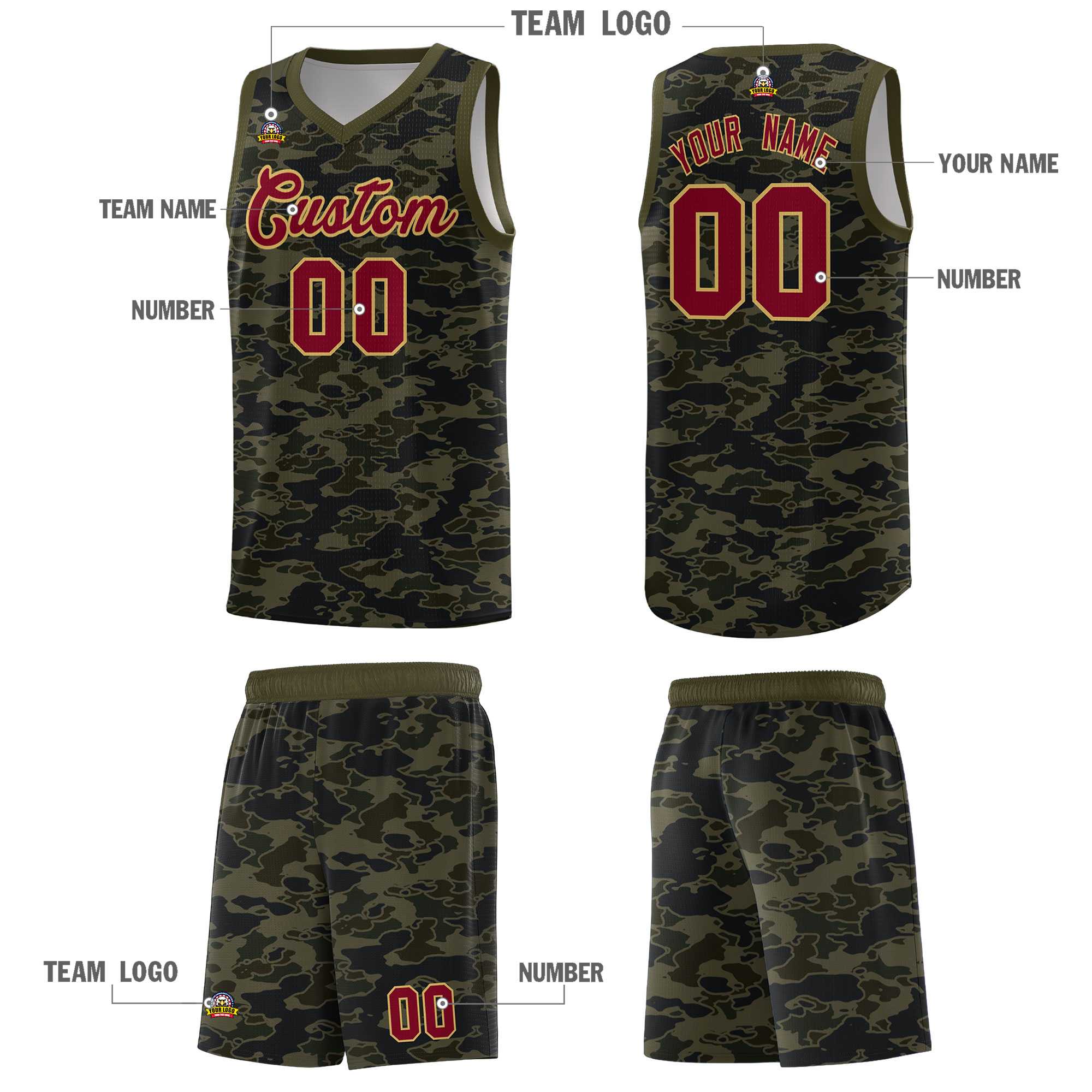 Custom Personalized Camo Kits Sports Uniform Basketball Jersey|KXKSHOP