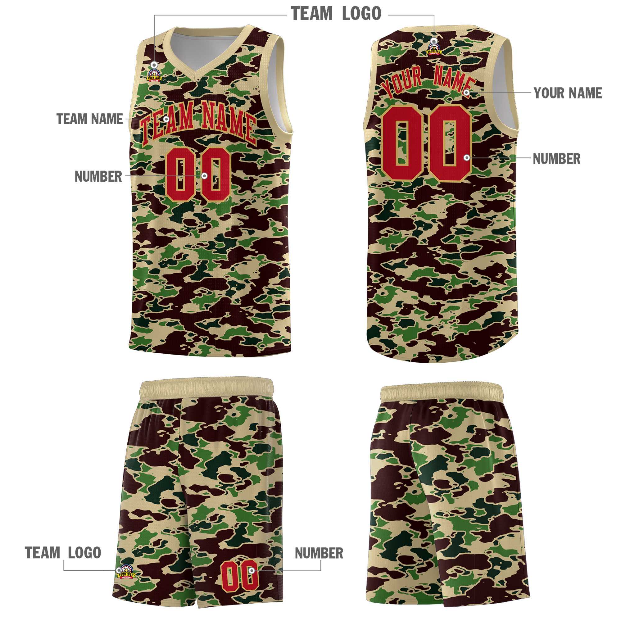 Custom Personalized Camo Kits Sports Uniform Basketball Jersey|KXKSHOP
