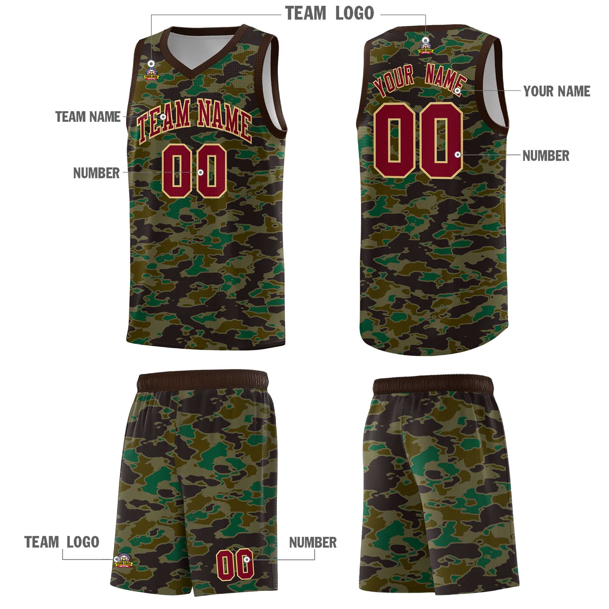 Custom Personalized Camo Kits Sports Uniform Basketball Jersey|KXKSHOP