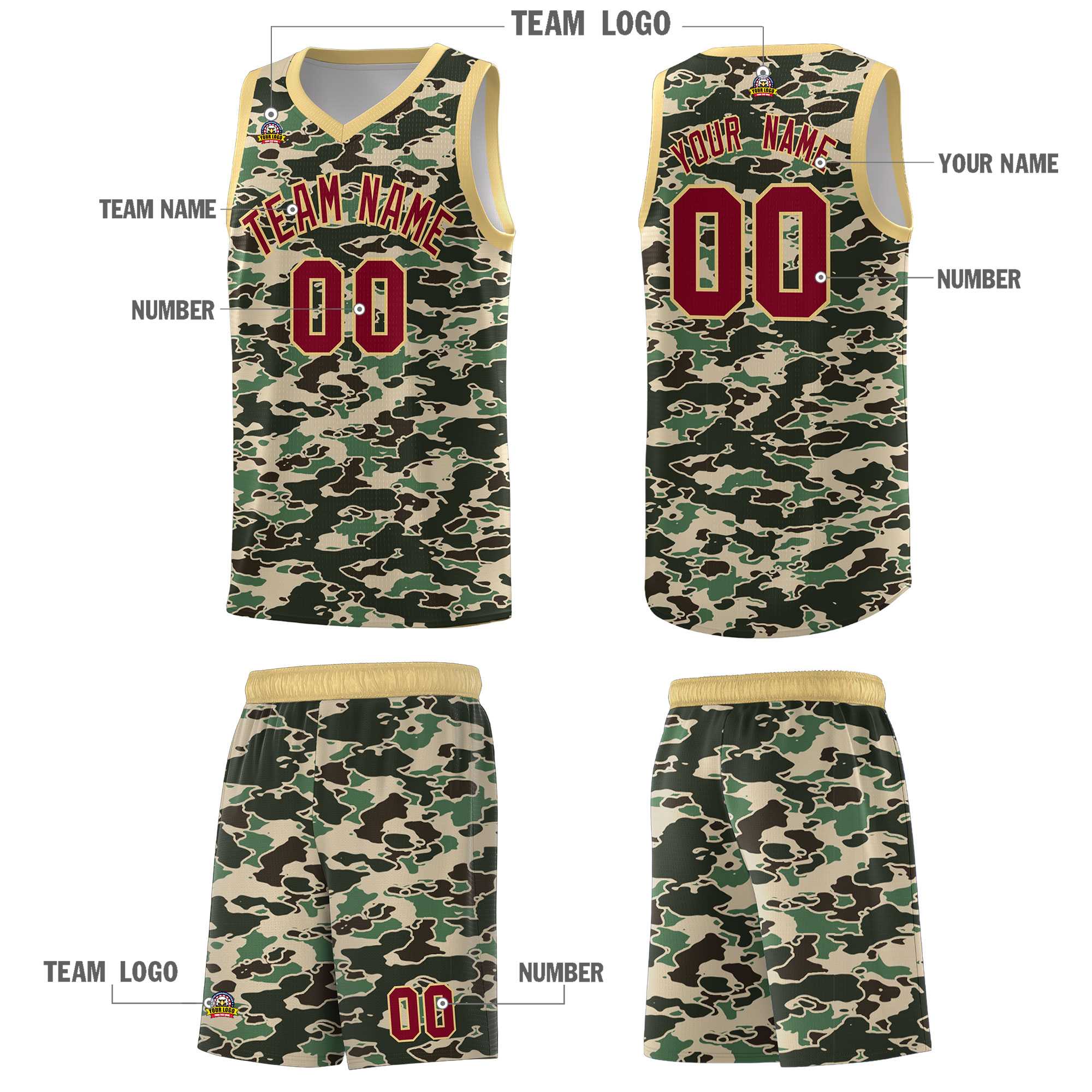 Custom Personalized Camo Kits Sports Uniform Basketball Jersey|KXKSHOP