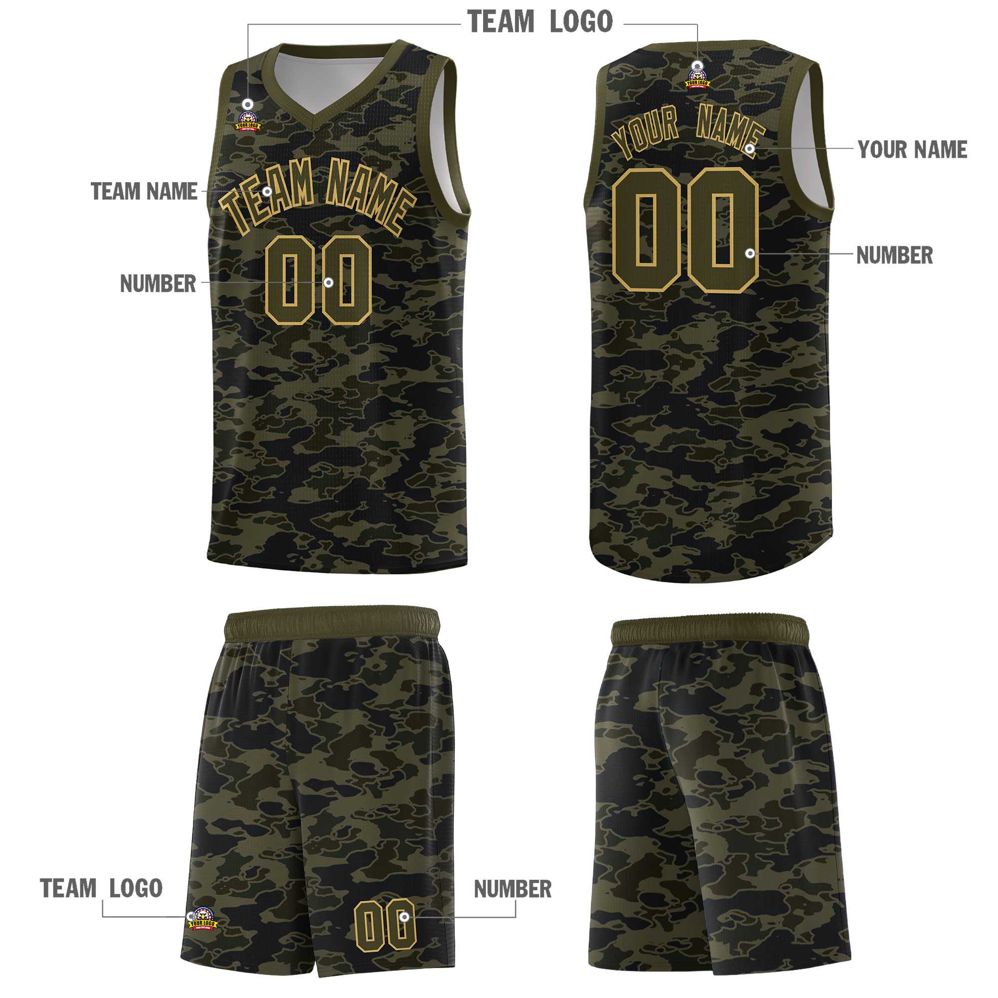 Custom Personalized Camo Kits Sports Uniform Basketball Jersey|KXKSHOP