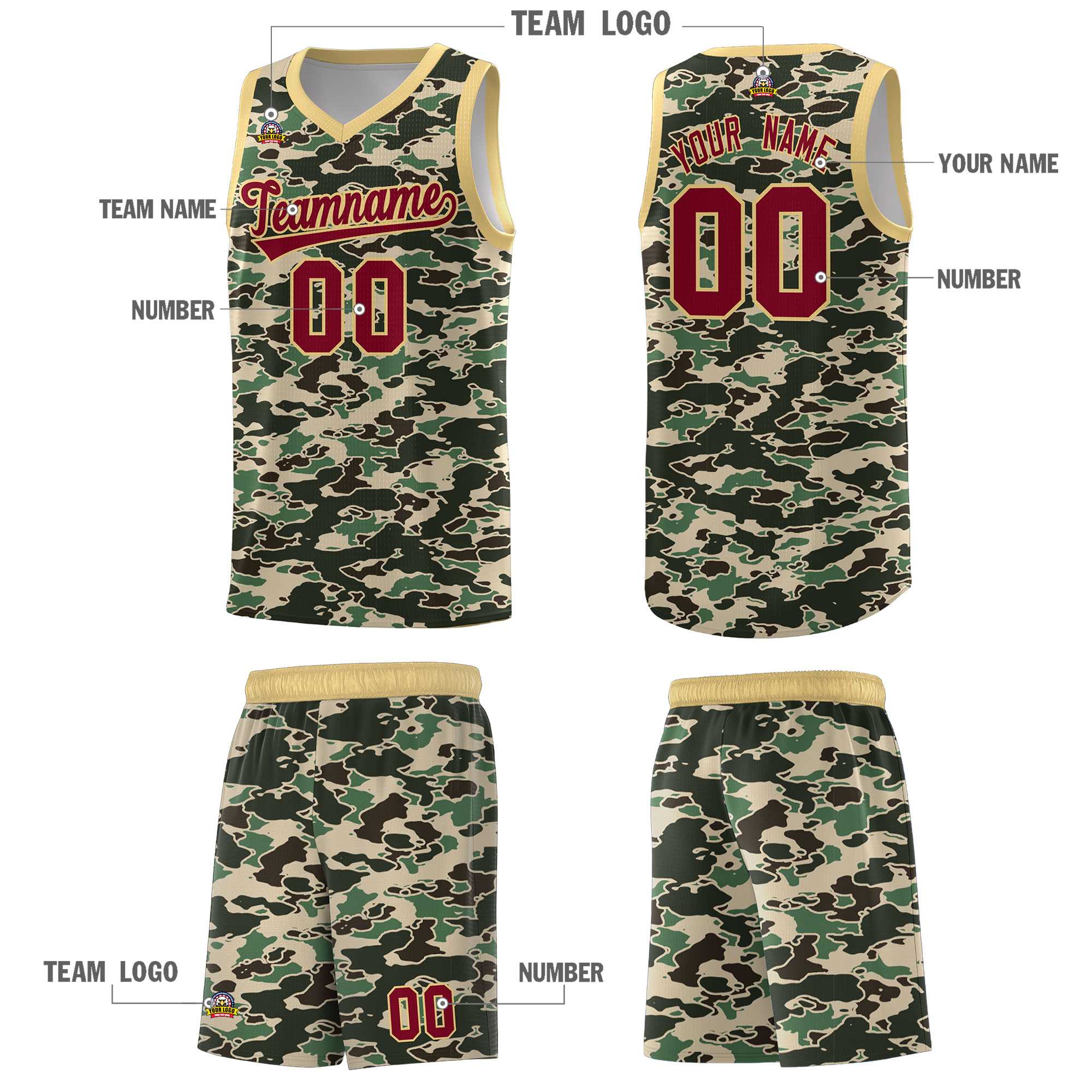 Custom Personalized Camo Kits Sports Uniform Basketball Jersey|KXKSHOP