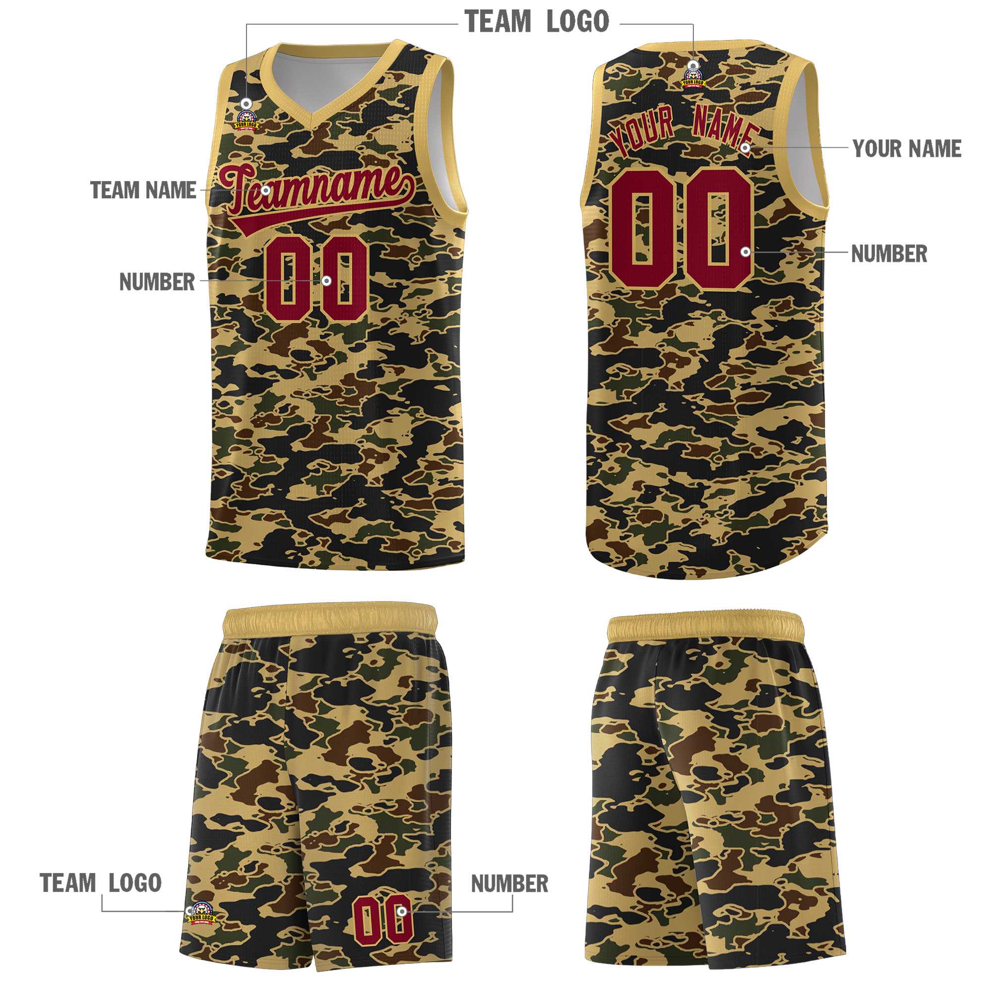 Custom Personalized Camo Kits Sports Uniform Basketball Jersey|KXKSHOP