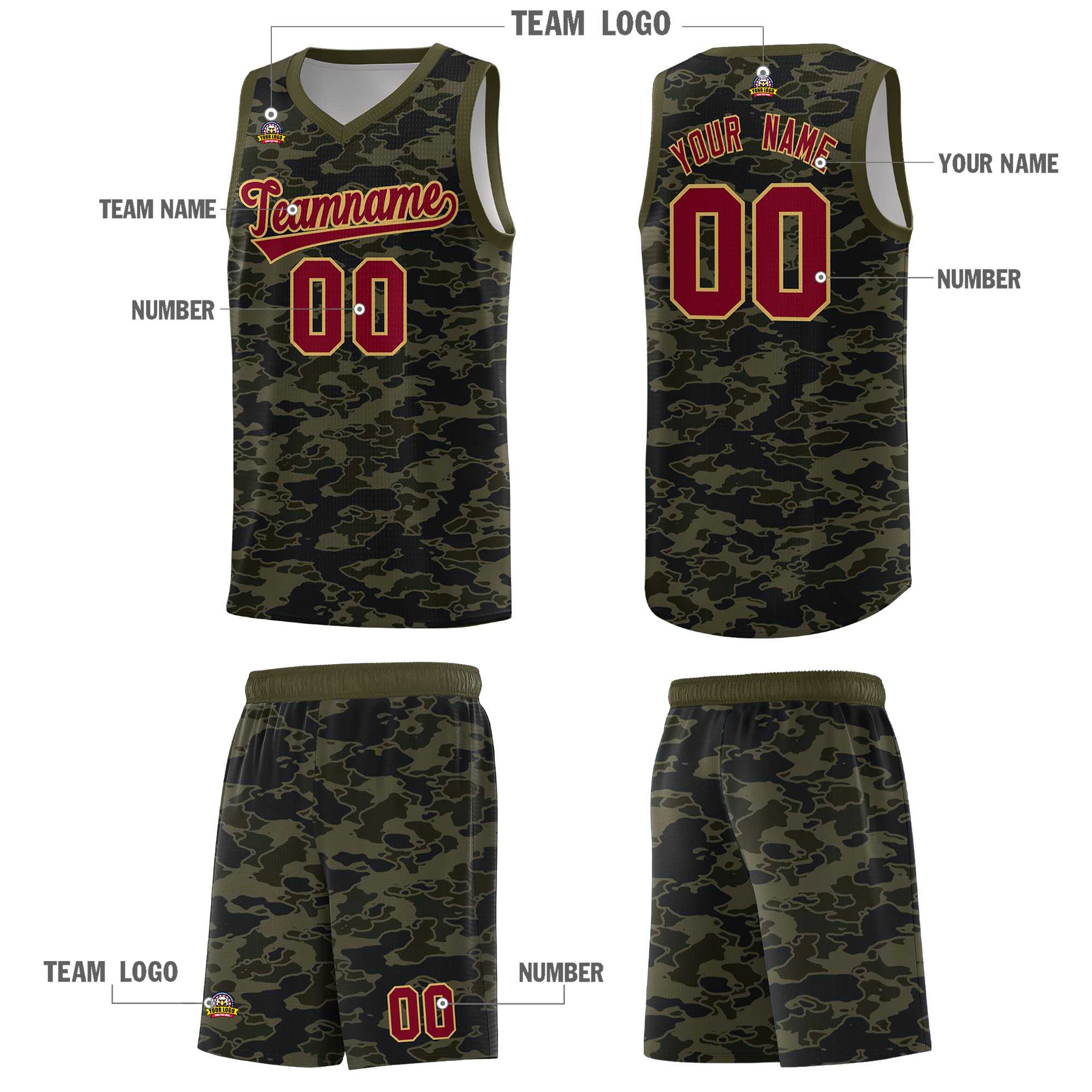 Custom Personalized Camo Kits Sports Uniform Basketball Jersey|KXKSHOP