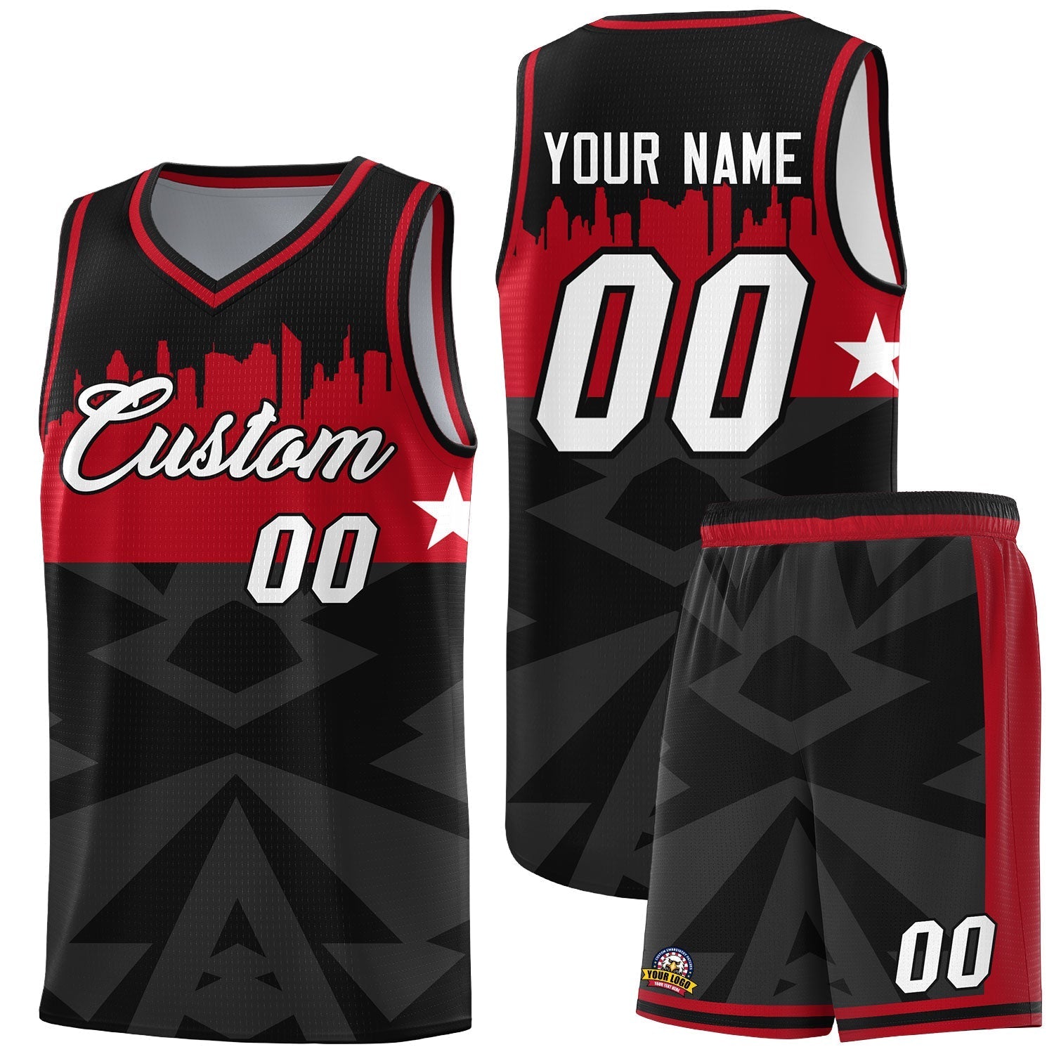 Custom Black Personalized City Silhouette Pattern Sports Uniform Basketball Jersey|KXKSHOP