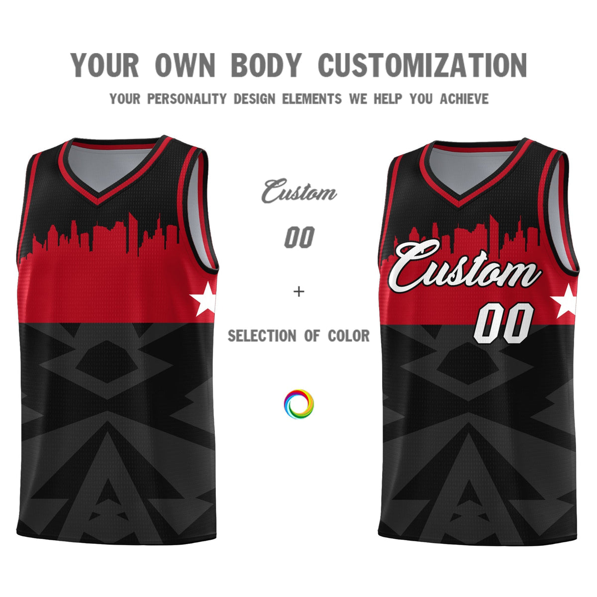 Custom Black Personalized City Silhouette Pattern Sports Uniform Basketball Jersey|KXKSHOP