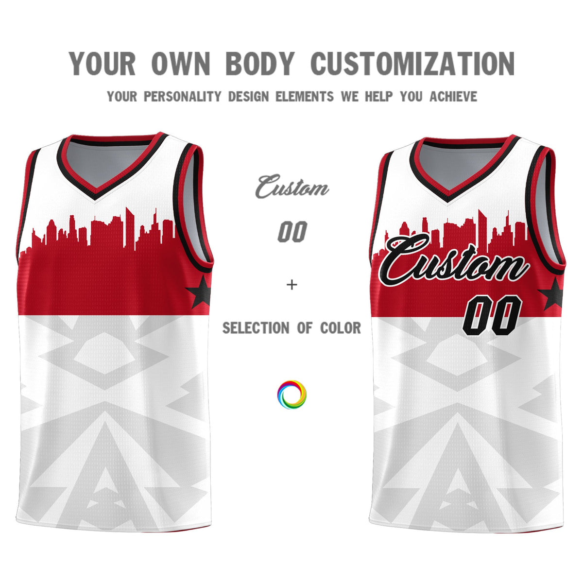Custom White Personalized City Silhouette Pattern Sports Uniform Basketball Jersey|KXKSHOP