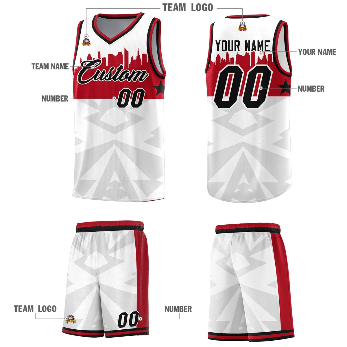Custom White Personalized City Silhouette Pattern Sports Uniform Basketball Jersey|KXKSHOP