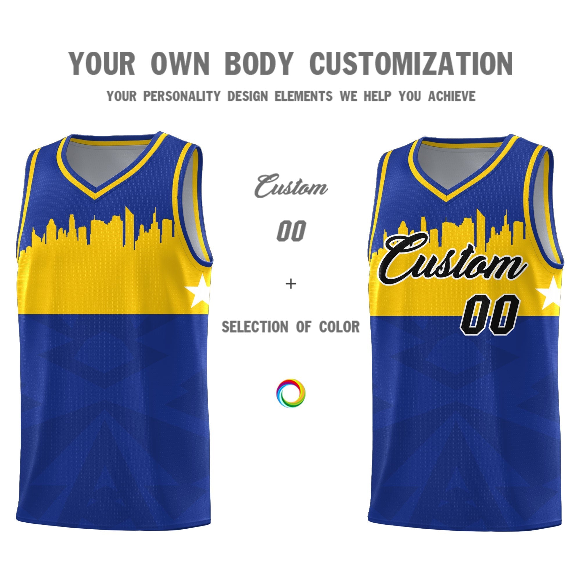 Custom Royal Personalized City Silhouette Pattern Sports Uniform Basketball Jersey|KXKSHOP