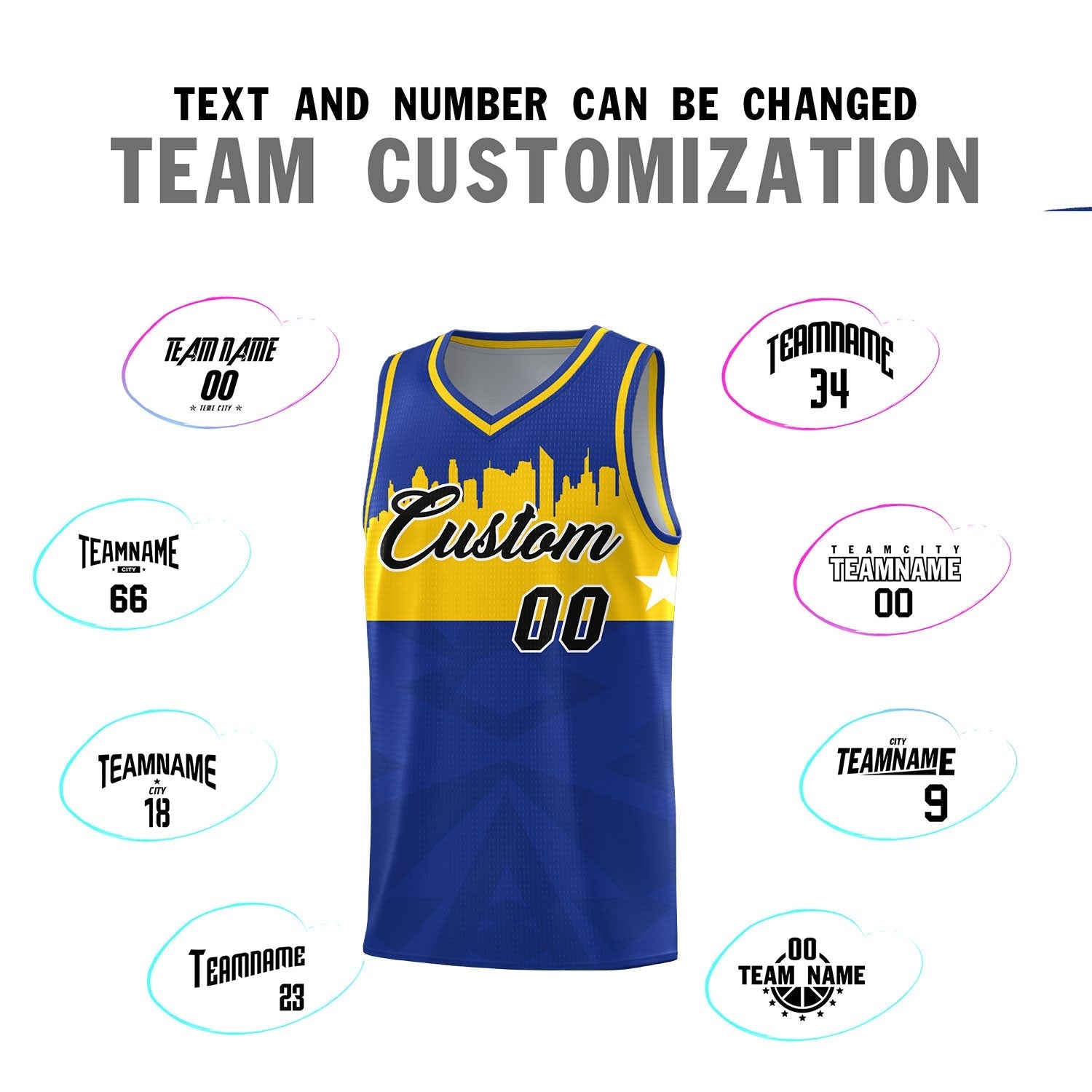 Custom Royal Personalized City Silhouette Pattern Sports Uniform Basketball Jersey|KXKSHOP