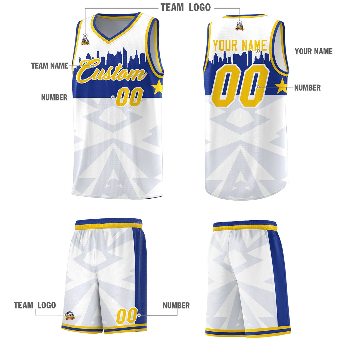 Custom White Personalized City Silhouette Pattern Sports Uniform Basketball Jersey|KXKSHOP