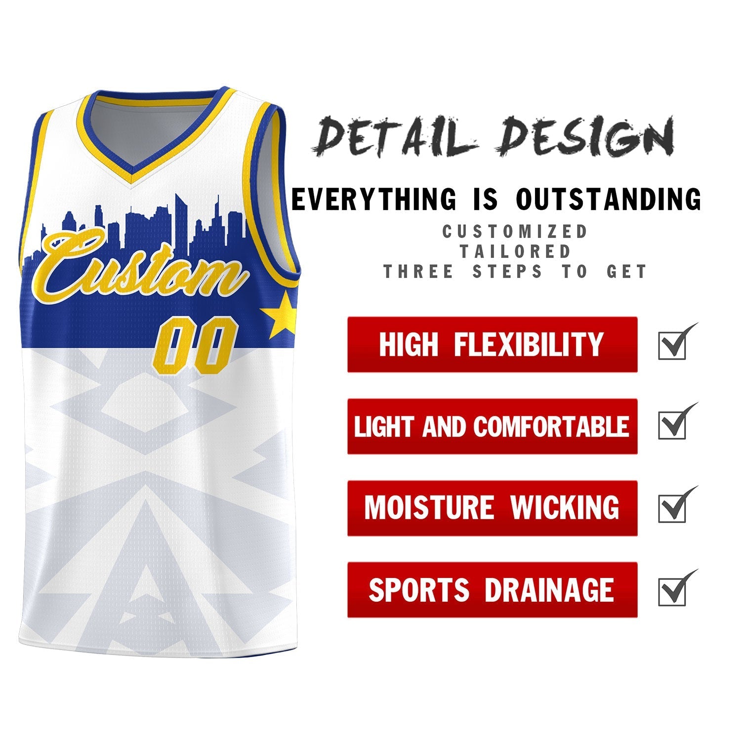 Custom White Personalized City Silhouette Pattern Sports Uniform Basketball Jersey|KXKSHOP