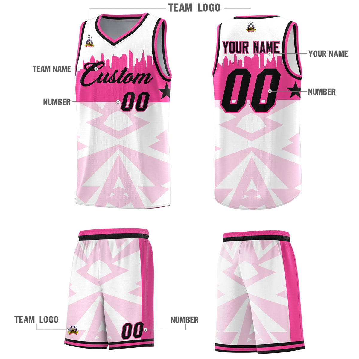 Custom White Personalized City Silhouette Pattern Sports Uniform Basketball Jersey|KXKSHOP