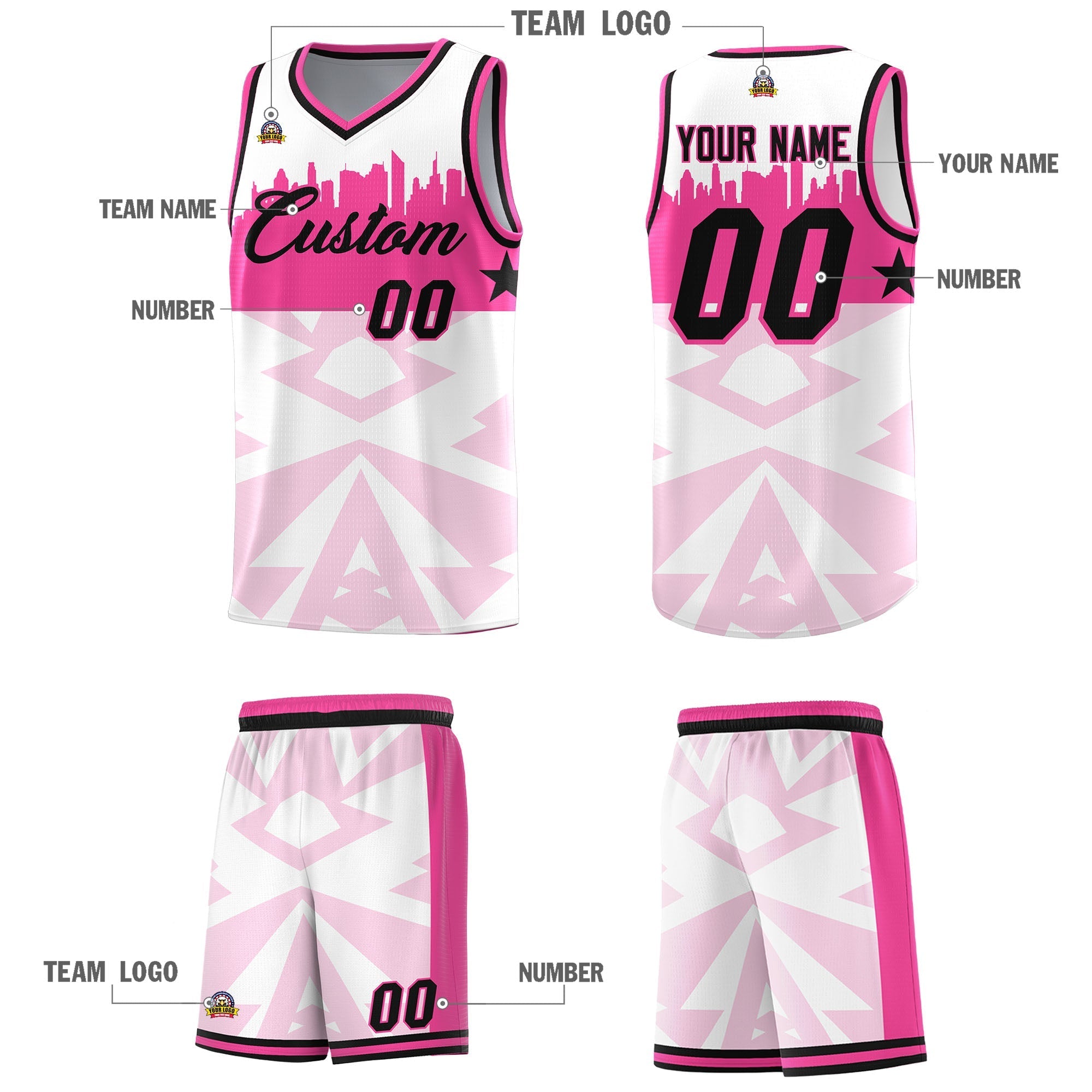 Custom White Personalized City Silhouette Pattern Sports Uniform Basketball Jersey|KXKSHOP