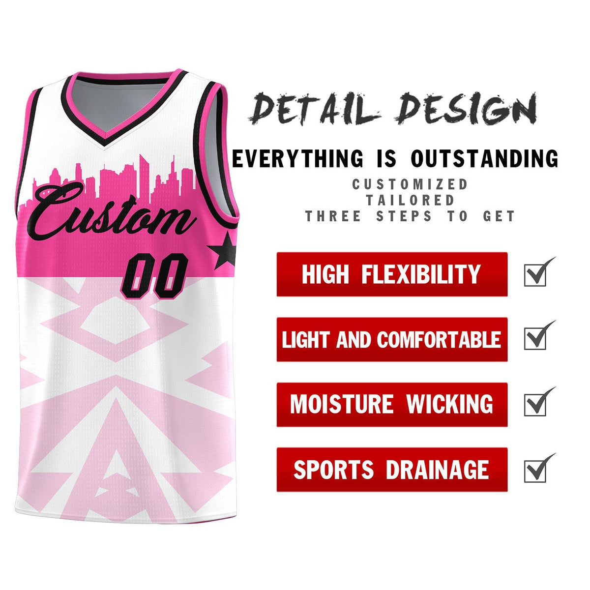 Custom White Personalized City Silhouette Pattern Sports Uniform Basketball Jersey|KXKSHOP