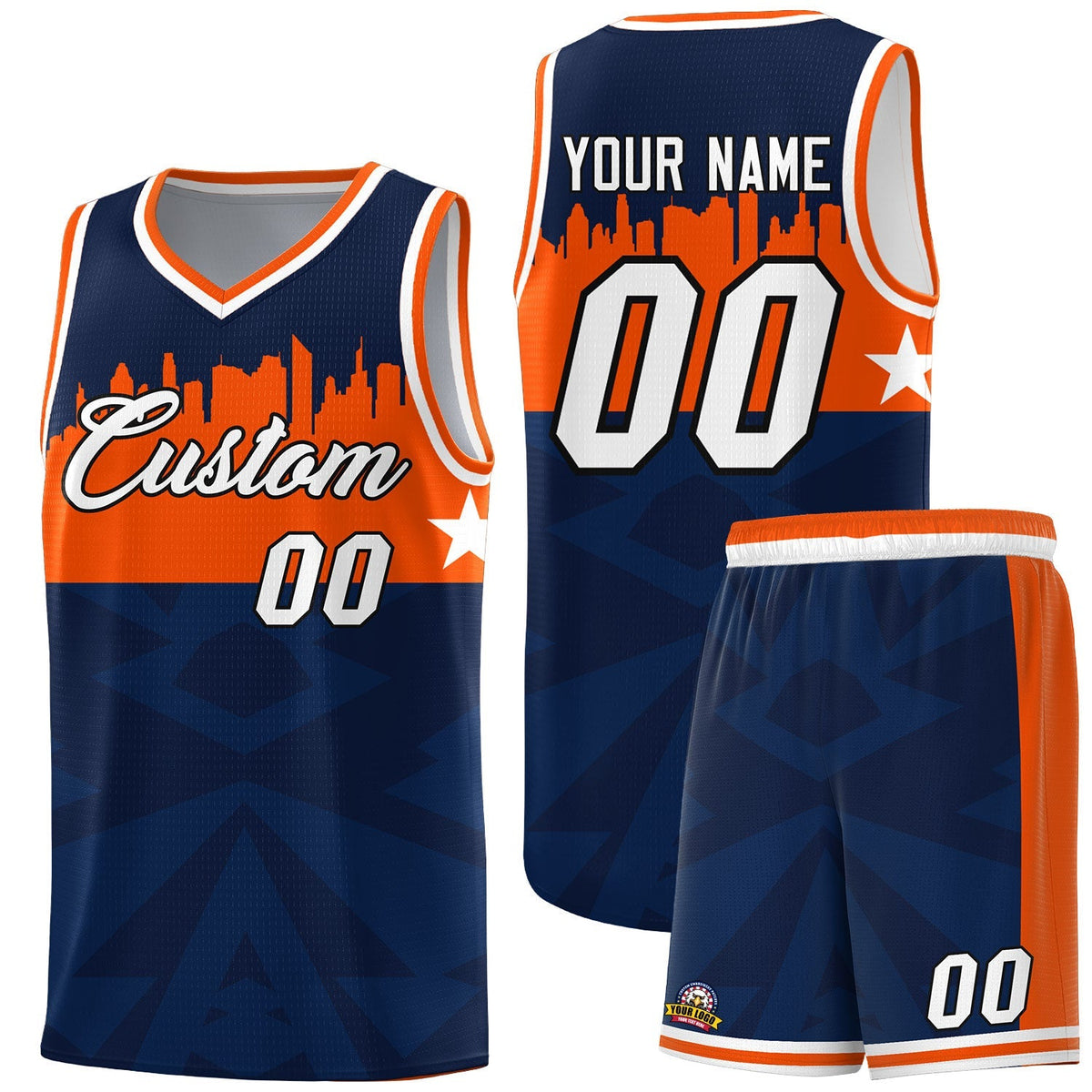 Custom Navy Personalized City Silhouette Pattern Sports Uniform Basketball Jersey|KXKSHOP