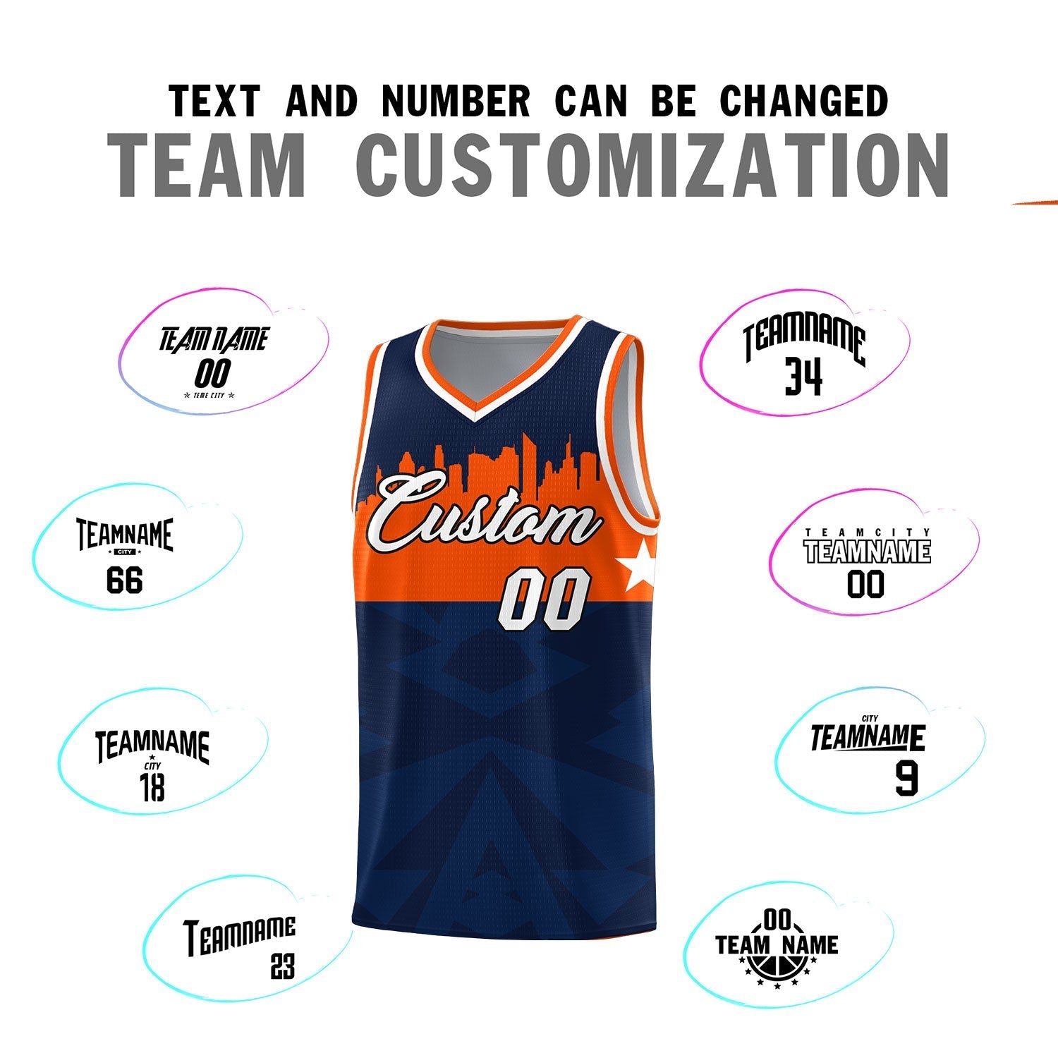 Custom Navy Personalized City Silhouette Pattern Sports Uniform Basketball Jersey|KXKSHOP
