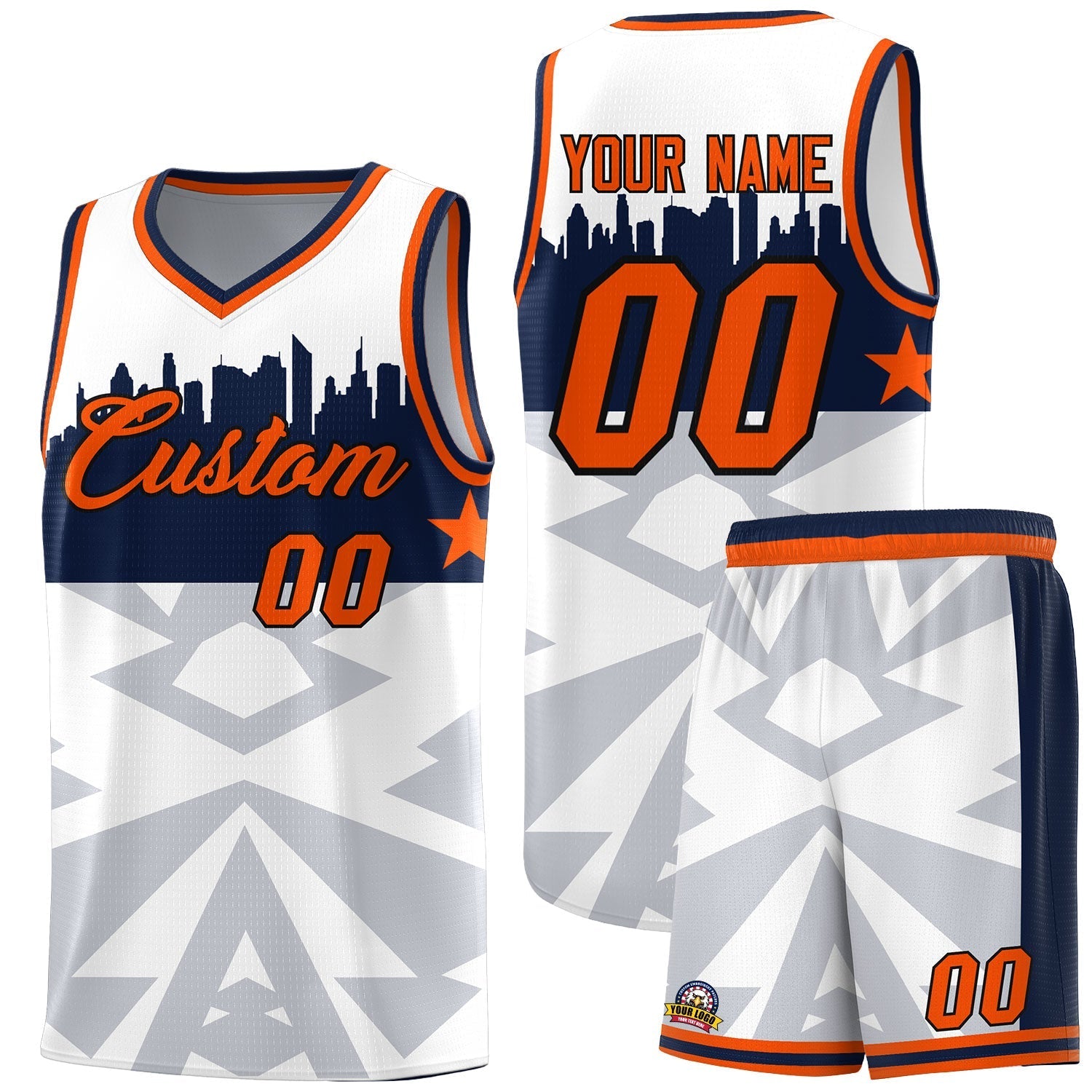 Custom White Personalized City Silhouette Pattern Sports Uniform Basketball Jersey|KXKSHOP