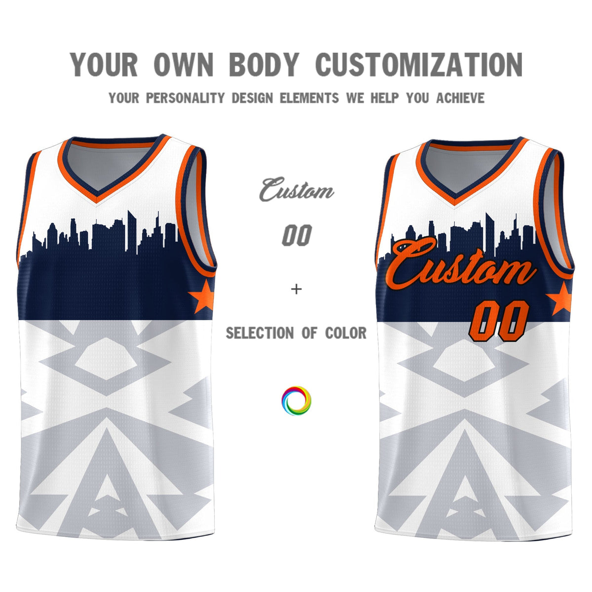 Custom White Personalized City Silhouette Pattern Sports Uniform Basketball Jersey|KXKSHOP