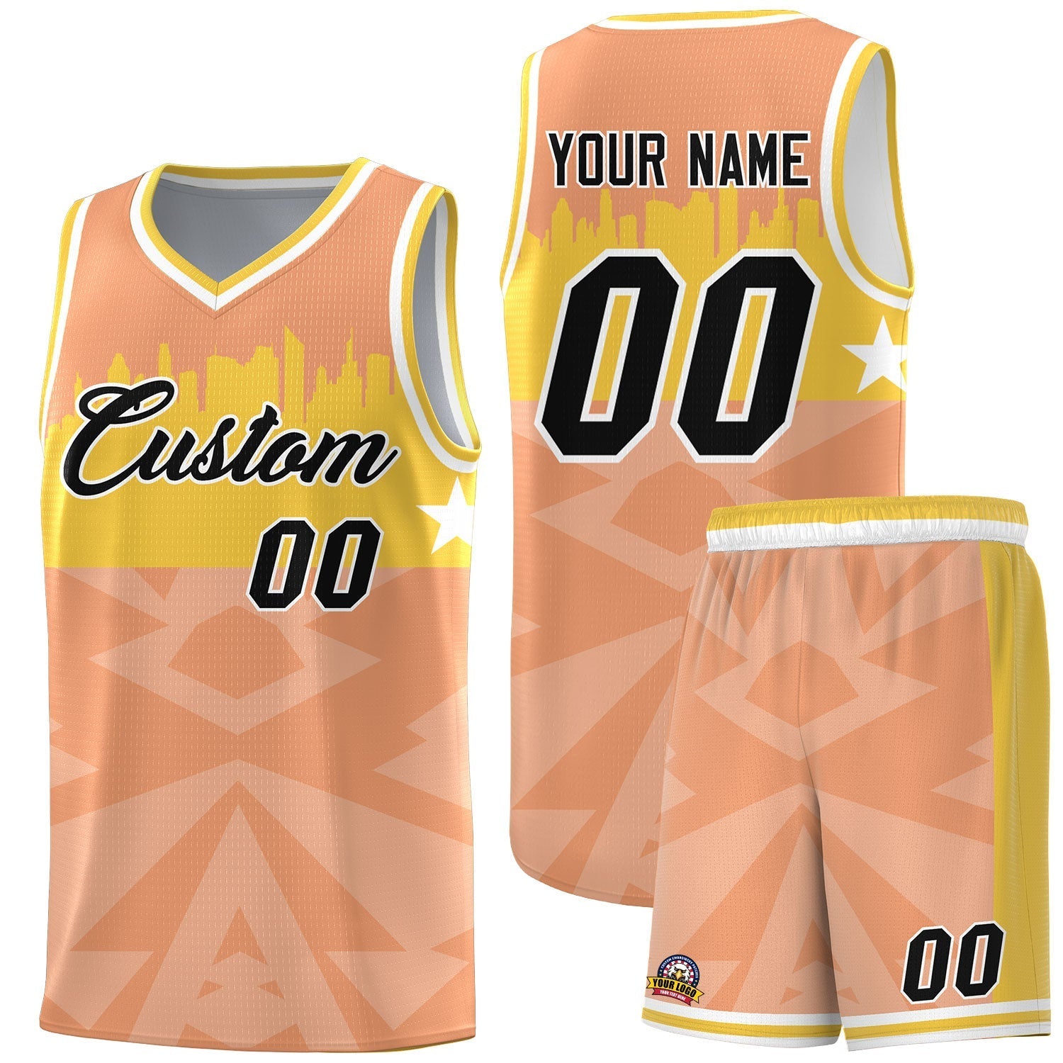 Custom Orange Personalized City Silhouette Pattern Sports Uniform Basketball Jersey|KXKSHOP