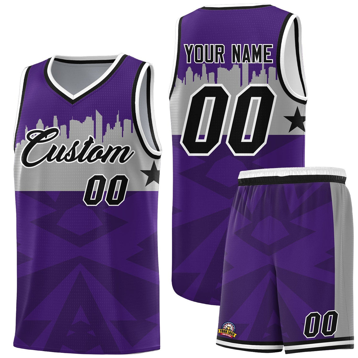 Custom Purple Personalized City Silhouette Pattern Sports Uniform Basketball Jersey|KXKSHOP