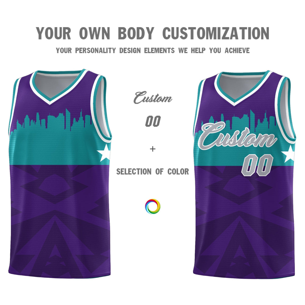 Custom Purple Personalized City Silhouette Pattern Sports Uniform Basketball Jersey|KXKSHOP