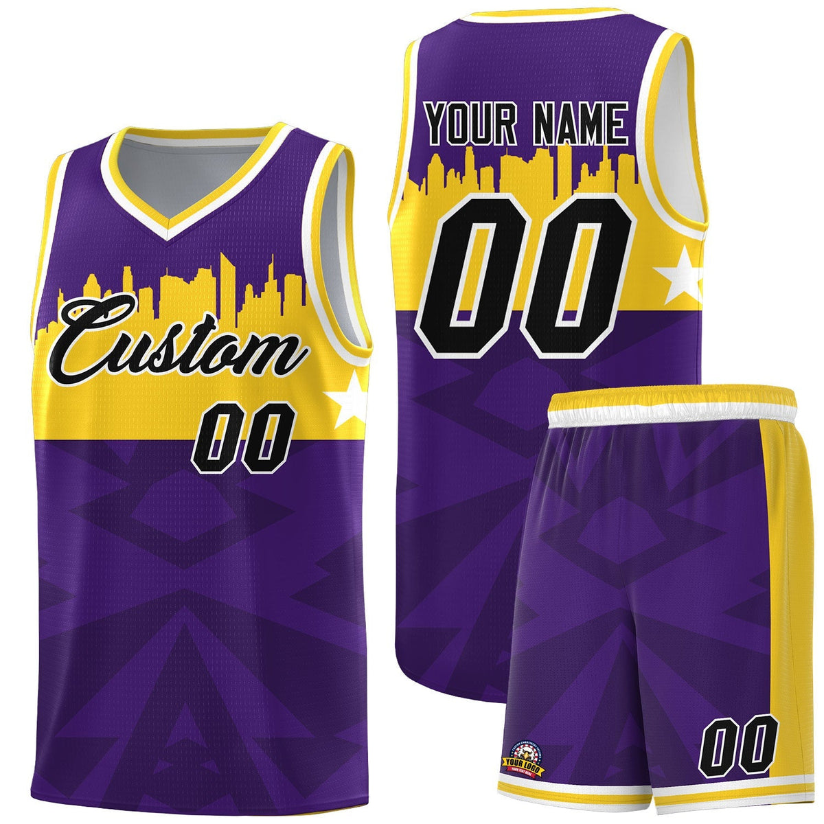 Custom Purple Personalized City Silhouette Pattern Sports Uniform Basketball Jersey|KXKSHOP